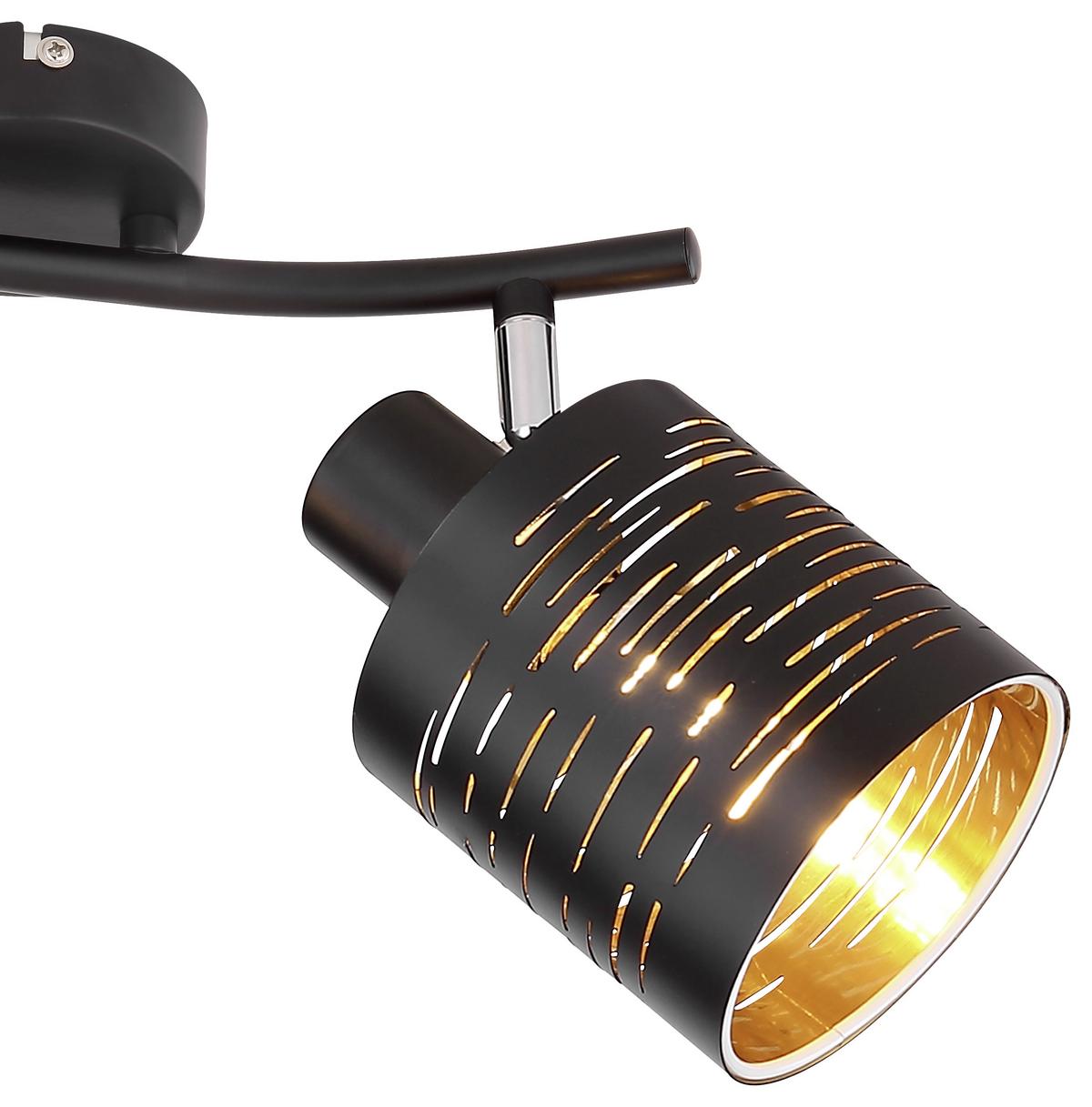 Strahler Tunno 2-flammig Verstellbar L: 29,6 Cm - Goldfarben/Schwarz, Design, Kunststoff/Metall (29,6/10/16cm) - Globo