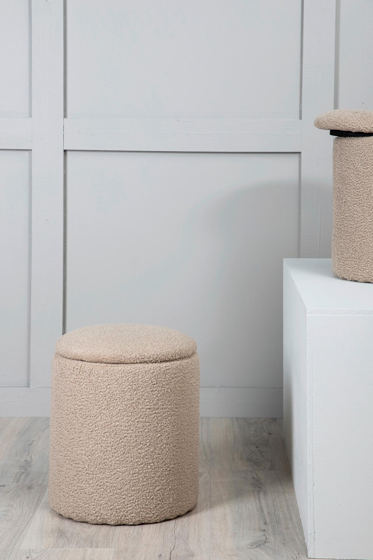 Pouf Limpen - Beige, Design, Textil (32/40/32cm) - Livetastic