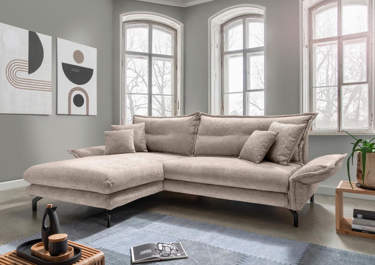Ecksofa Lava - Beige/Schwarz, Design, Textil (180/255cm) - Livetastic