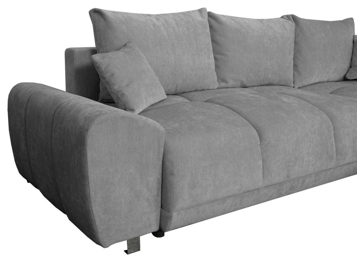 ECKSCHLAFSOFA Ramon, Dunkelgrau S: 296x182cm - Chromfarben/Dunkelgrau, Trend, Textil (296/182cm)