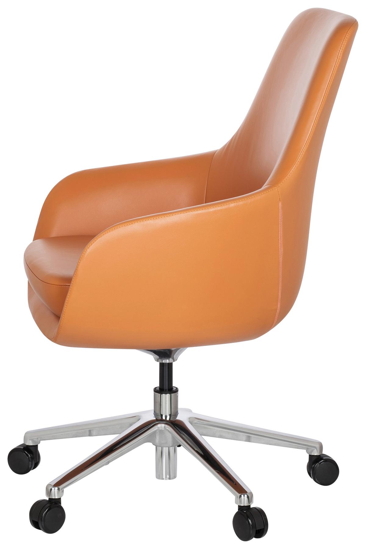 Bürostuhl Bareno Mit Armstützen Orange - Alufarben/Orange, MODERN, Leder/Kunststoff (65/104/54cm) - MID.YOU