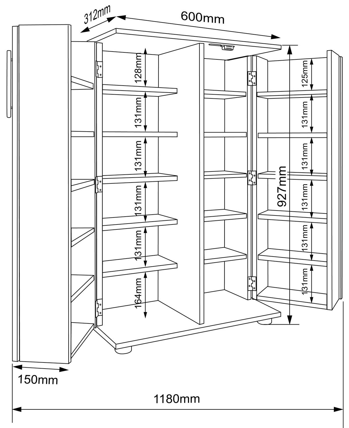 CD-REGAL Engalo Eiche Dekor B: 60 cm - Honigeiche/Schwarz, Design, Holzwerkstoff (60/93/31cm) - MID.YOU