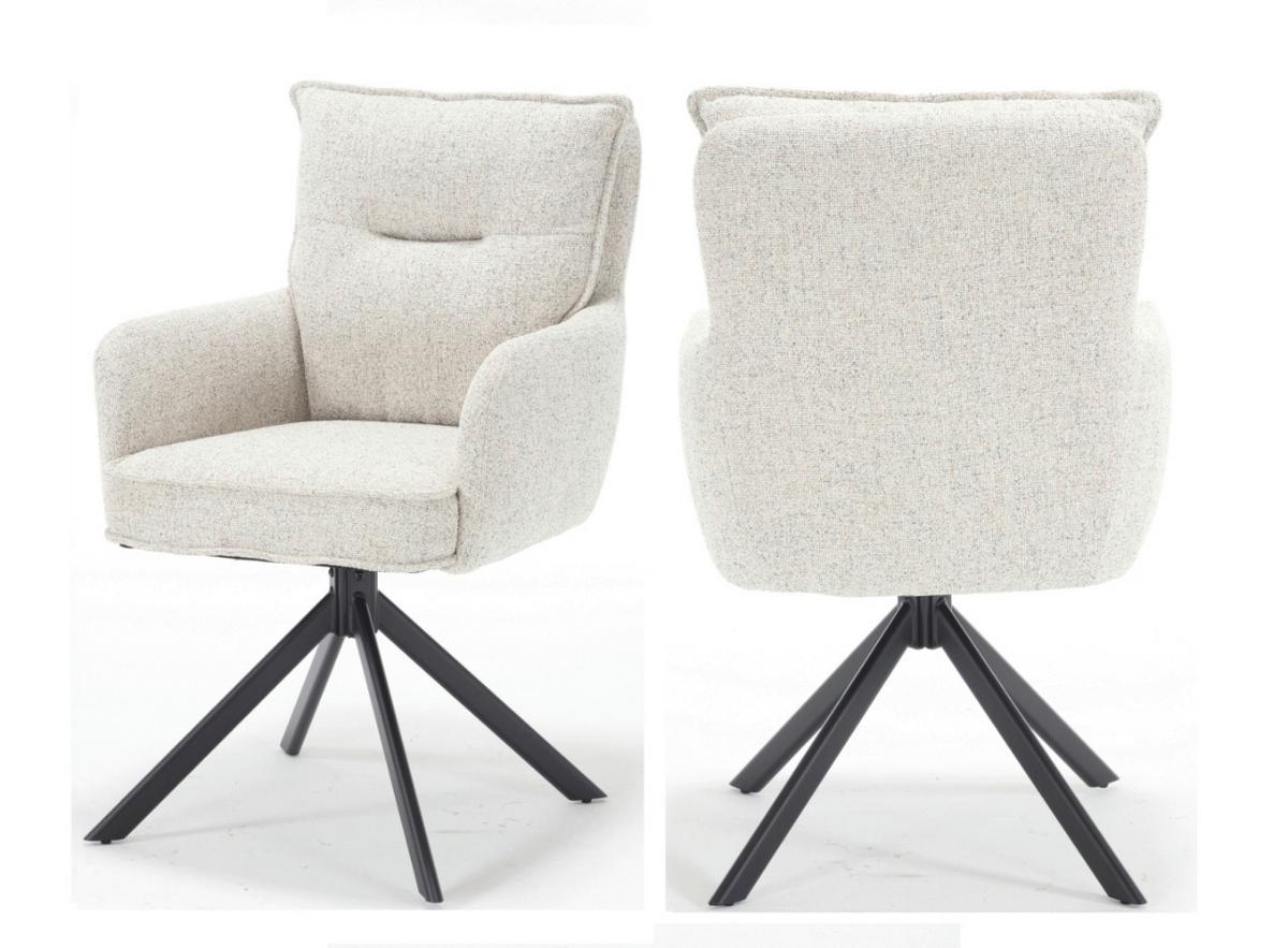 Armlehnstuhl Beige B: 60cm - Beige/Schwarz, MODERN, Textil/Metall (60/93/67cm) - Livetastic