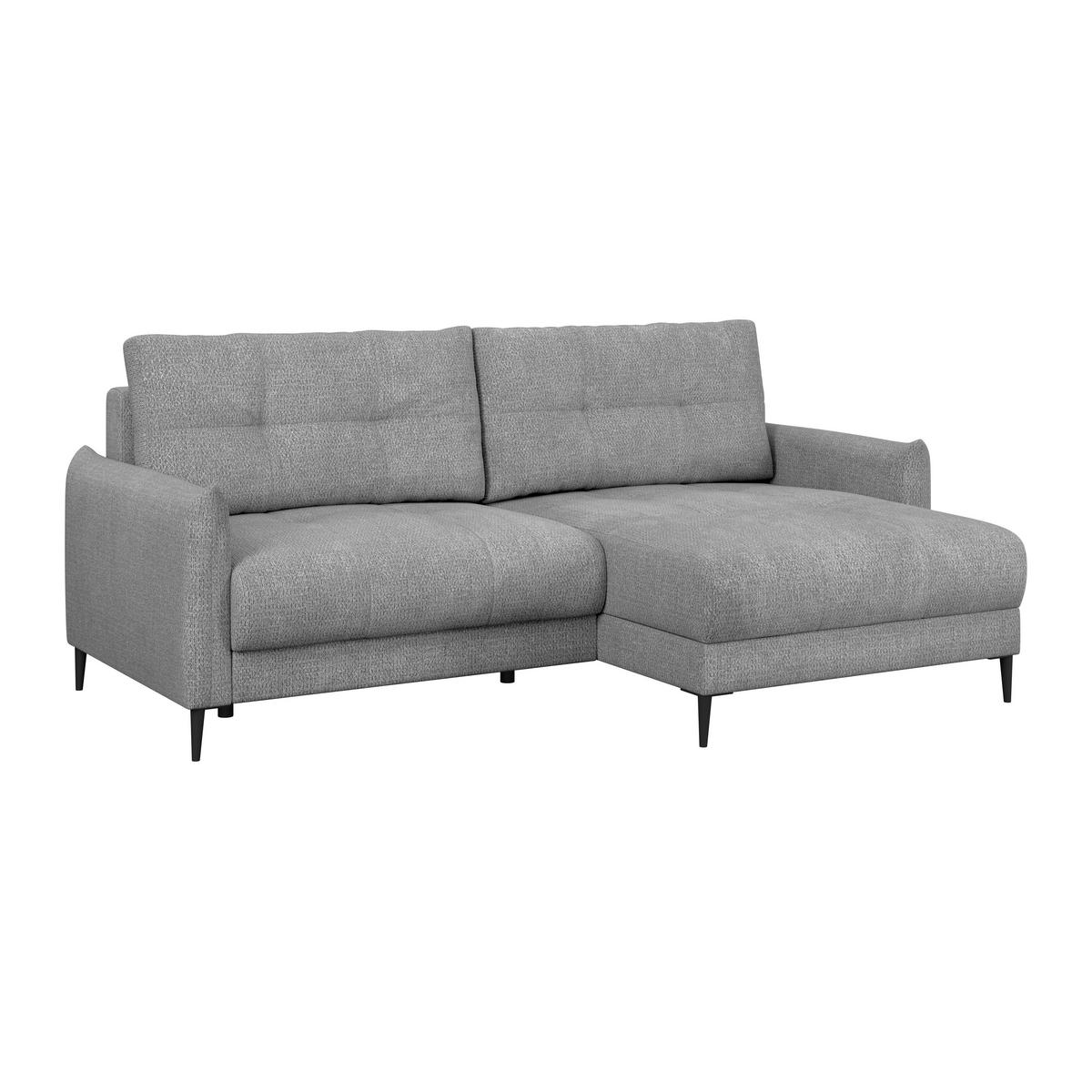 Ecksofa Polis Webstoff grau, 221x142cm - Schwarz/Grau, Trend, Textil (221/142cm) - Ondega