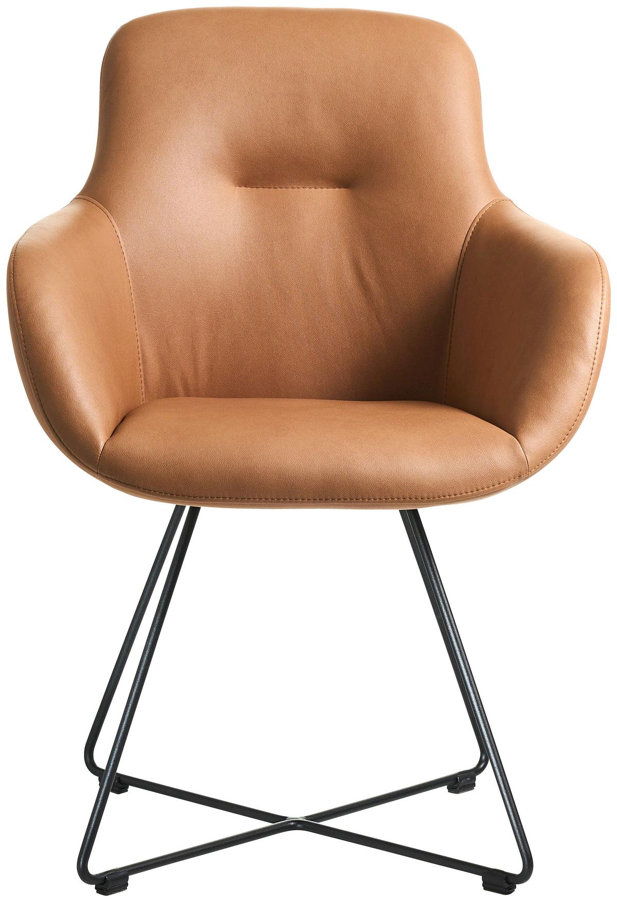 STOLIČKA S PODRÚČKAMI CROSS-CHA - čierna/koňaková, Basics, kov/textil (62/89/61cm) - Celina Home