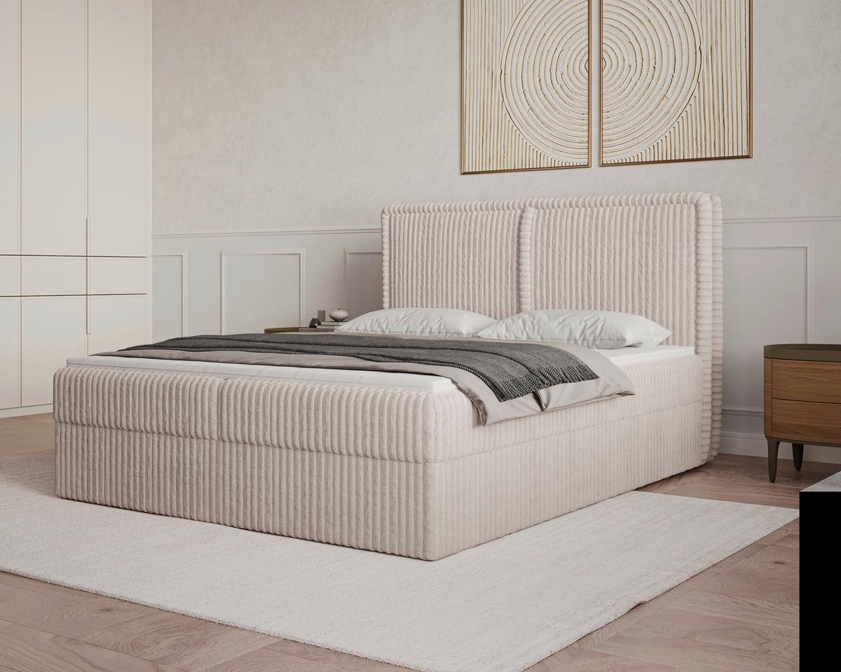 Boxbett Barcelona LF: 180x200 Beigebraun - Beigebraun/Schwarz, MODERN, Holz/Kunststoff (180/200cm) - Livetastic