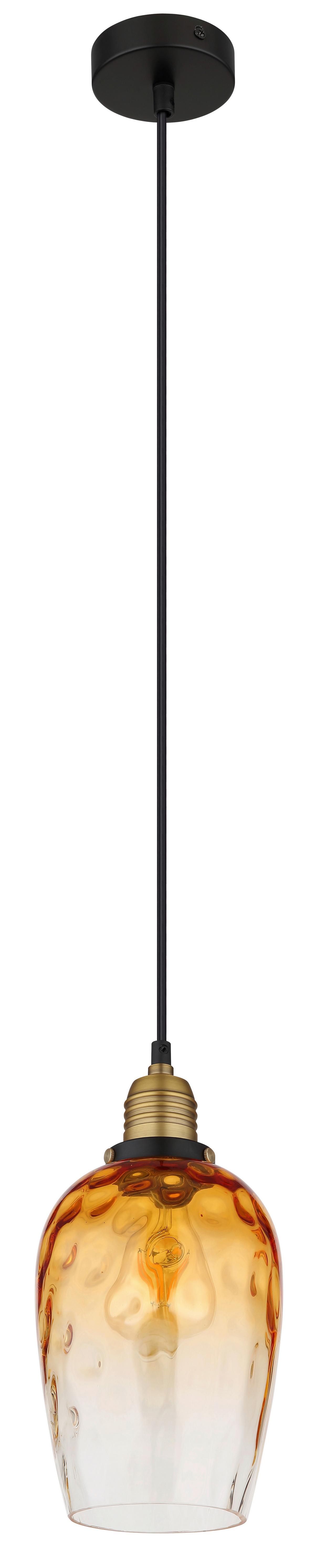 Hängeleuchte H: 120 Cm 1-Flammig - Klar/Messingfarben, Basics, Glas/Metall (15/120cm) - Globo