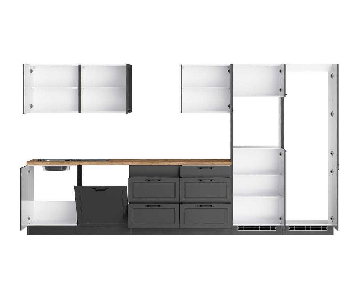 Küchenzeile Meran Ohne Geräte B: 360 Cm Grau/eiche Dekor - Eiche Wotan/Grau, LIFESTYLE, Holzwerkstoff (360cm) - Held