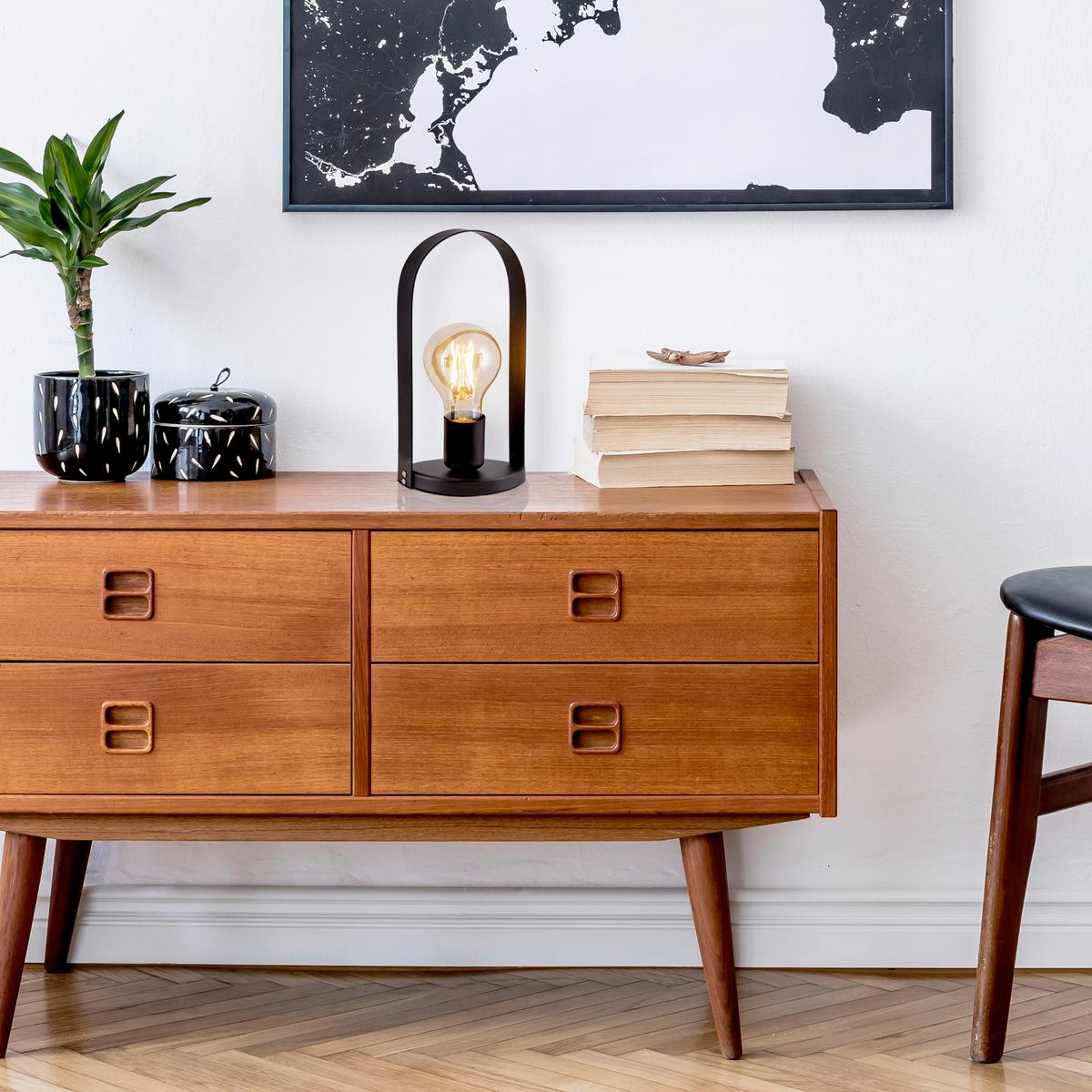 Tischlampe Faro Schwarz Vintage Style - Schwarz, Design, Metall (13,5/28,5cm) - Näve