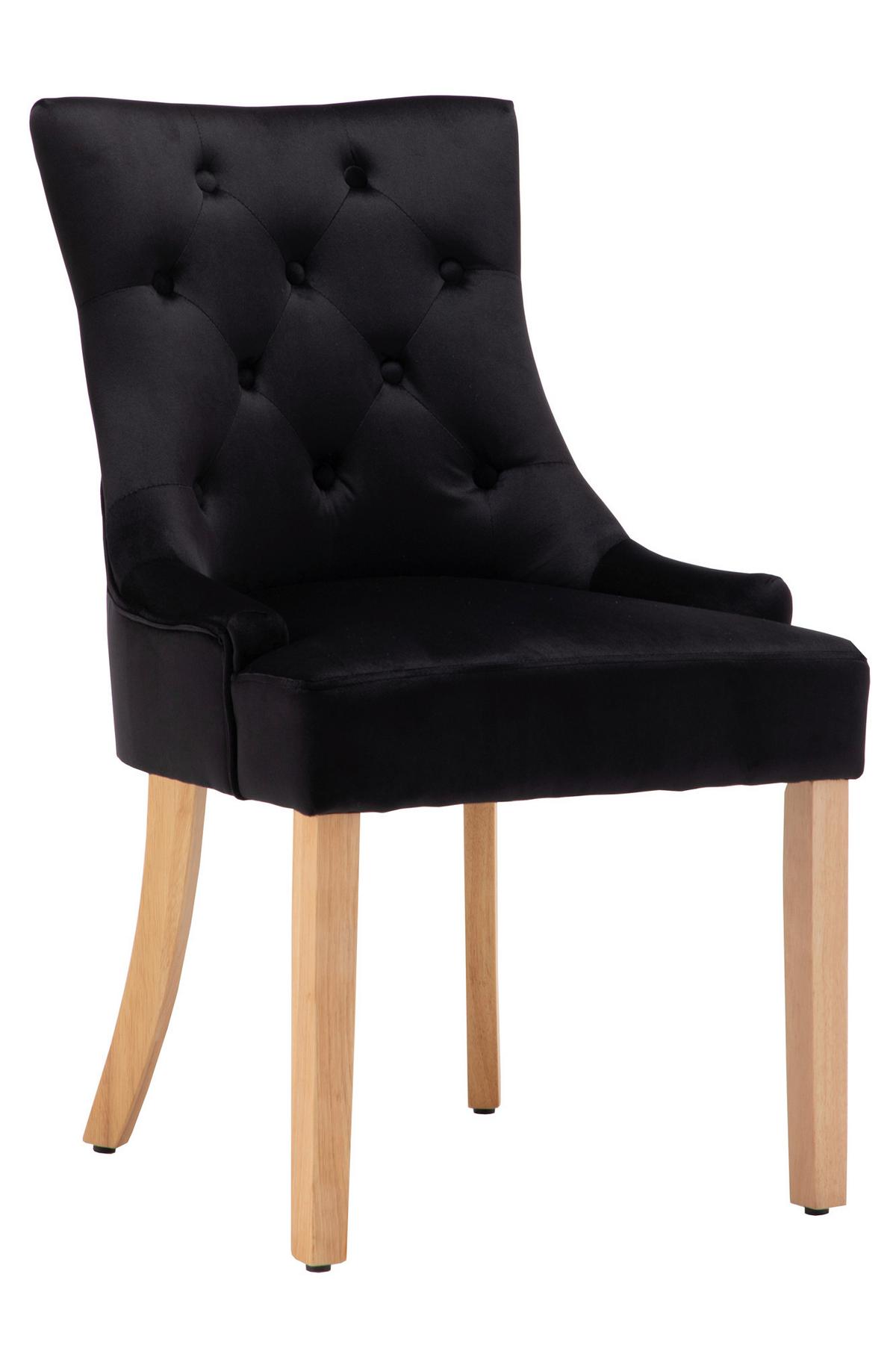 Stuhl-set Samt Schwarz, B: 56cm - Schwarz/Naturfarben, Design, Holz/Textil (56/91/63cm) - Livetastic