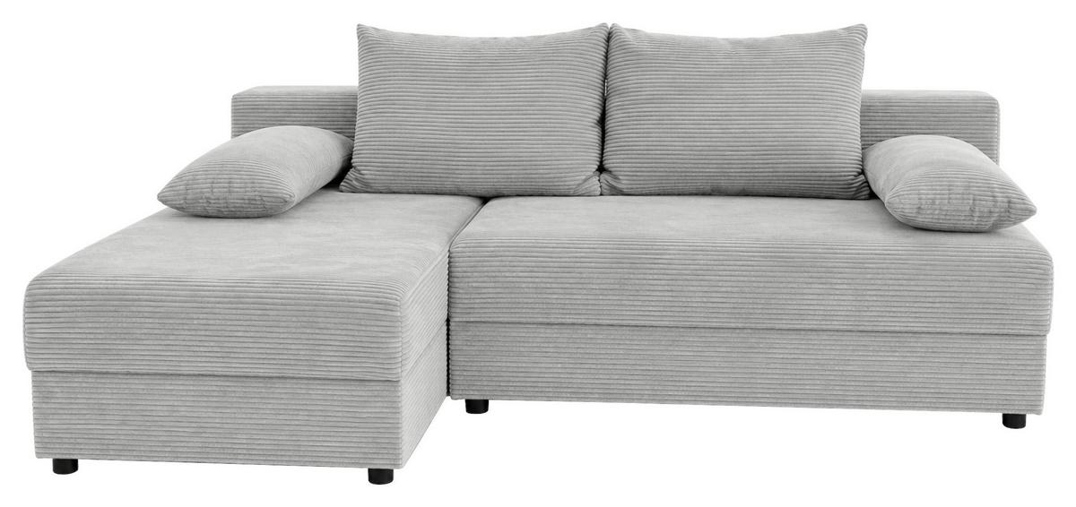 Ecksofa mit Bettfunktion Lima, Grau, 195x140cm - Schwarz/Grau, Trend, Holz/Kunststoff (195/140cm)