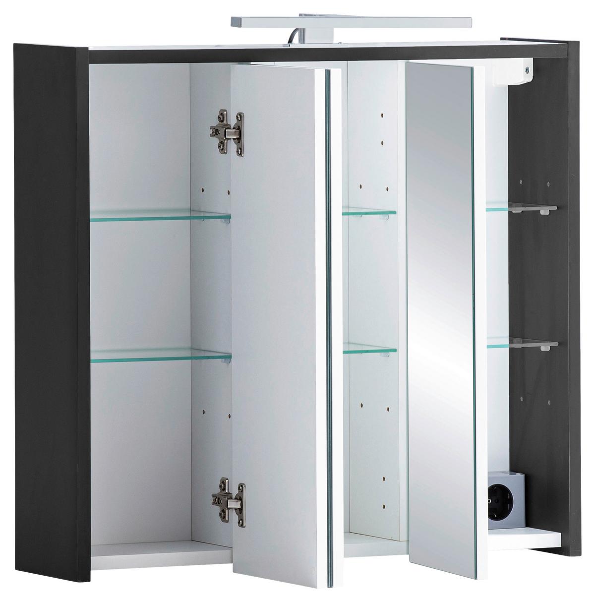 SPIEGELSCHRANK Anthrazit B: 65cm - Anthrazit/Weiß, MODERN, Glas/Holzwerkstoff (65/62,7/16cm) - MID.YOU
