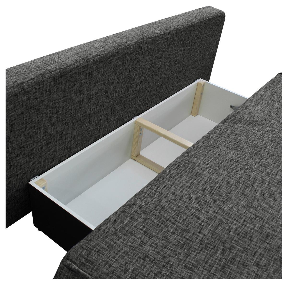 Schlafsofa Paros Grau B: 214 cm - Beige/Schwarz, Design, Textil (214/96/105cm) - MID.YOU