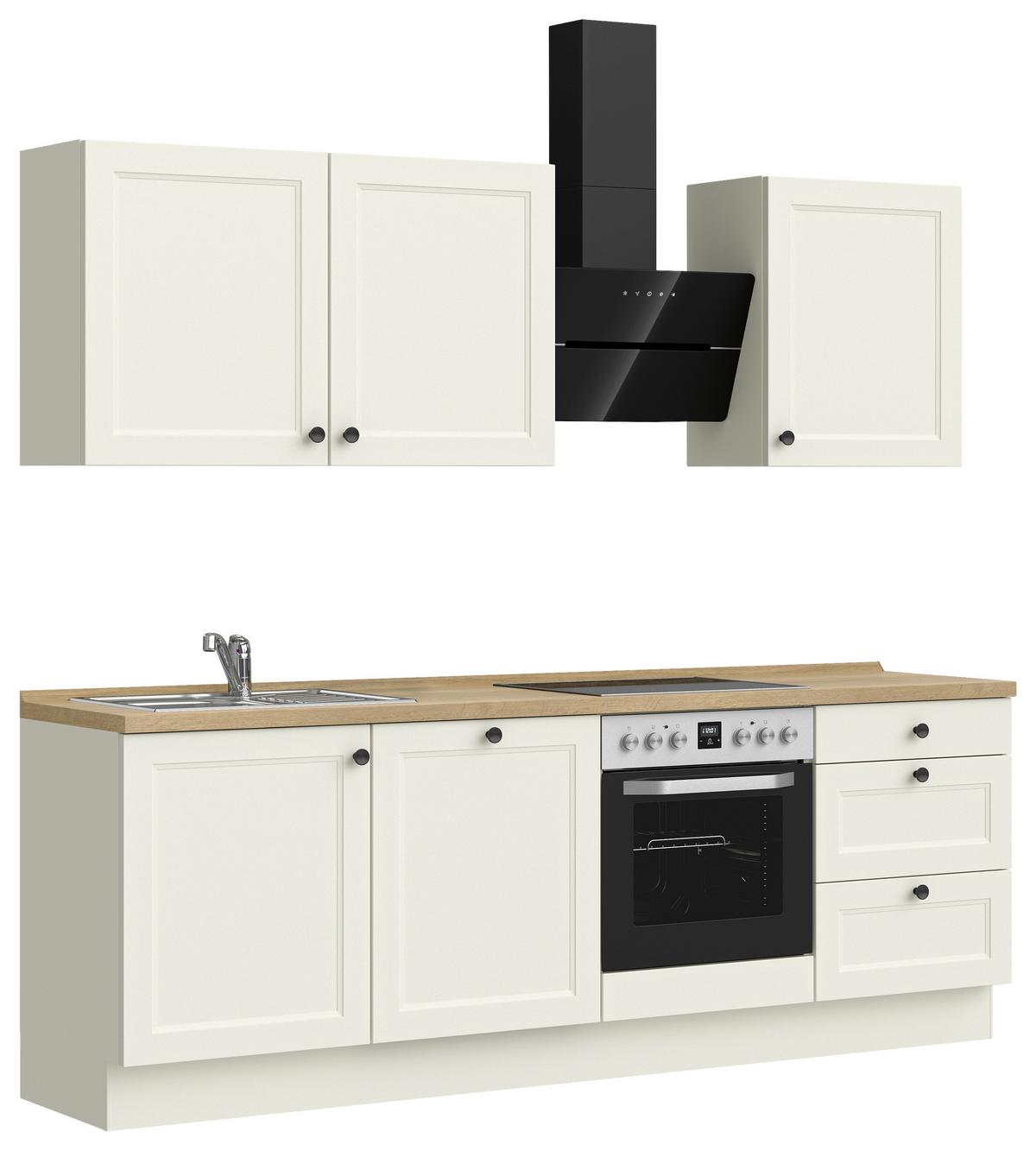 Kuchynská linka 240 cm, biela/dekor dub Sierra - čierna/biela, Modern, kov/kompozitné drevo (240cm) - Nobilia