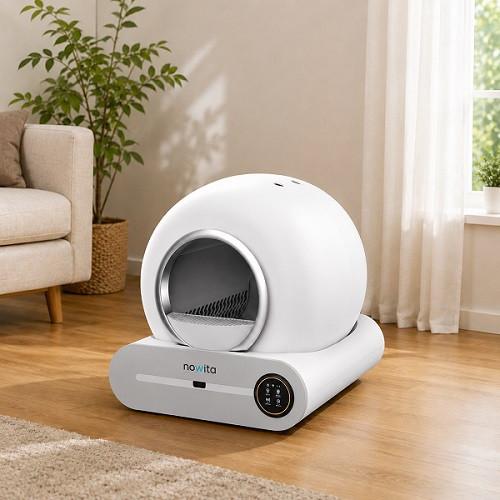 Selbstreinigende Katzen- toilette, mit WI-FI, 65 L - Weiß, Basics, Kunststoff (48/50,5/52cm)
