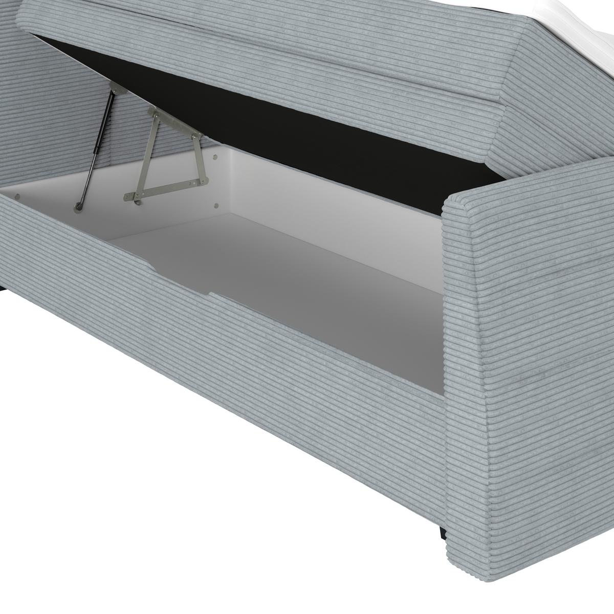 Boxspringbett Libra - Graublau/Schwarz, KONVENTIONELL, Textil (160/200cm)