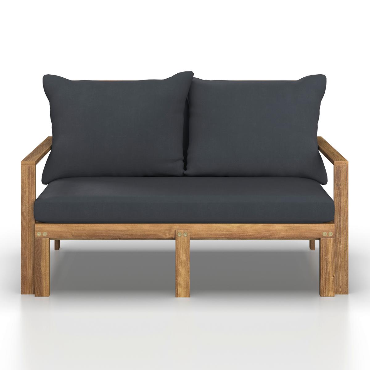 Záhradní pohovka PIA - tmavě šedá, Moderní, dřevo/textil (130/75/80-130cm) - Bessagi Garden