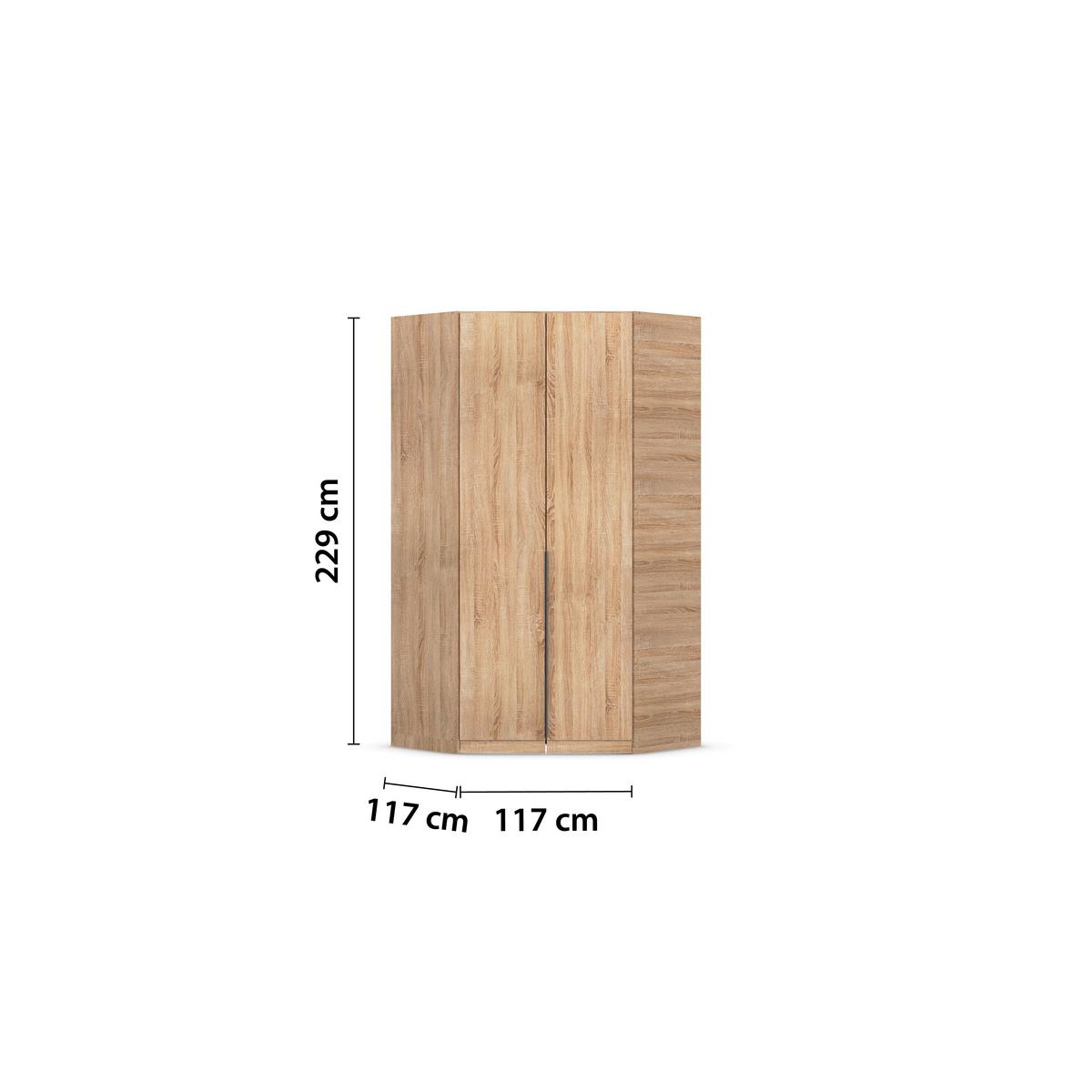 Eckkleiderschrank Alabama Sonoma Eiche B: 117 Cm - Sonoma Eiche, MODERN, Holzwerkstoff (117/229/117cm) - Rauch Möbel