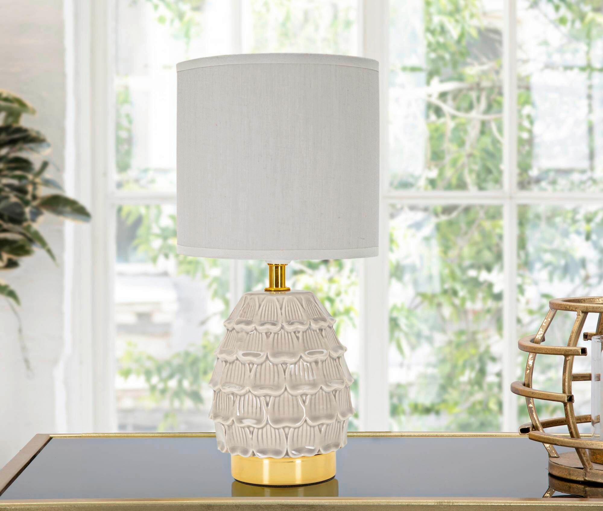 Tischleuchte Pigney Grey Creme B: 15 Cm - Creme, Basics, Keramik/Textil (15/30.5/15cm)