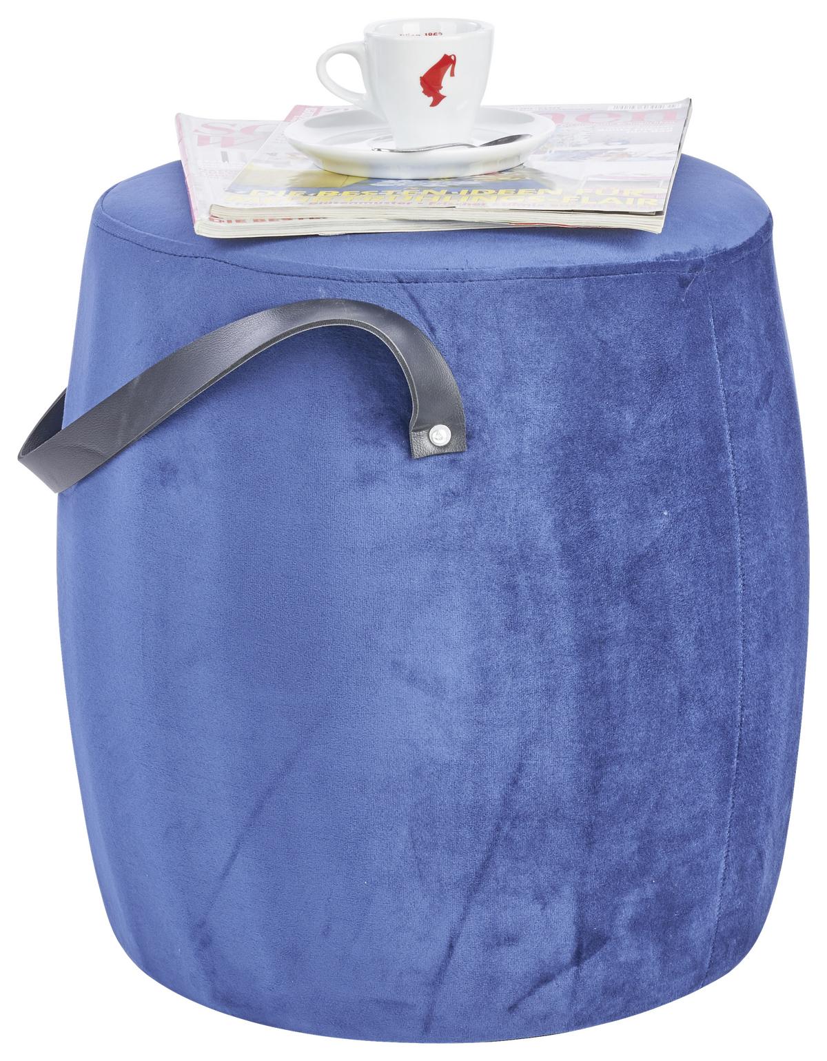 Hocker Textil Dunkelblau Sitz Gepolstert H: 40 cm Rund - Dunkelblau, Basics, Textil (38/40cm)