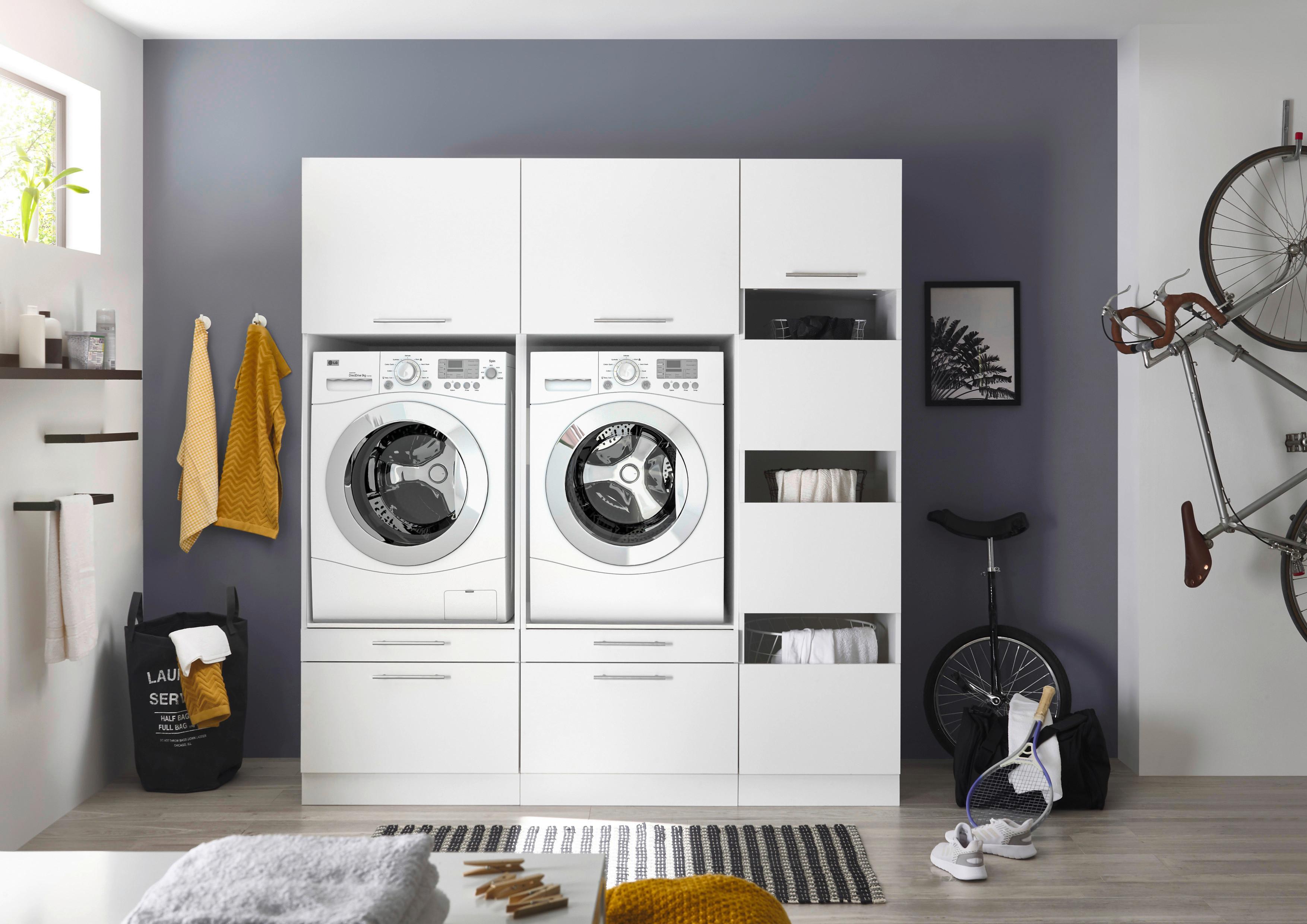 Waschmaschinenverbau Clara Weiß H: 200 cm, 6 Türen