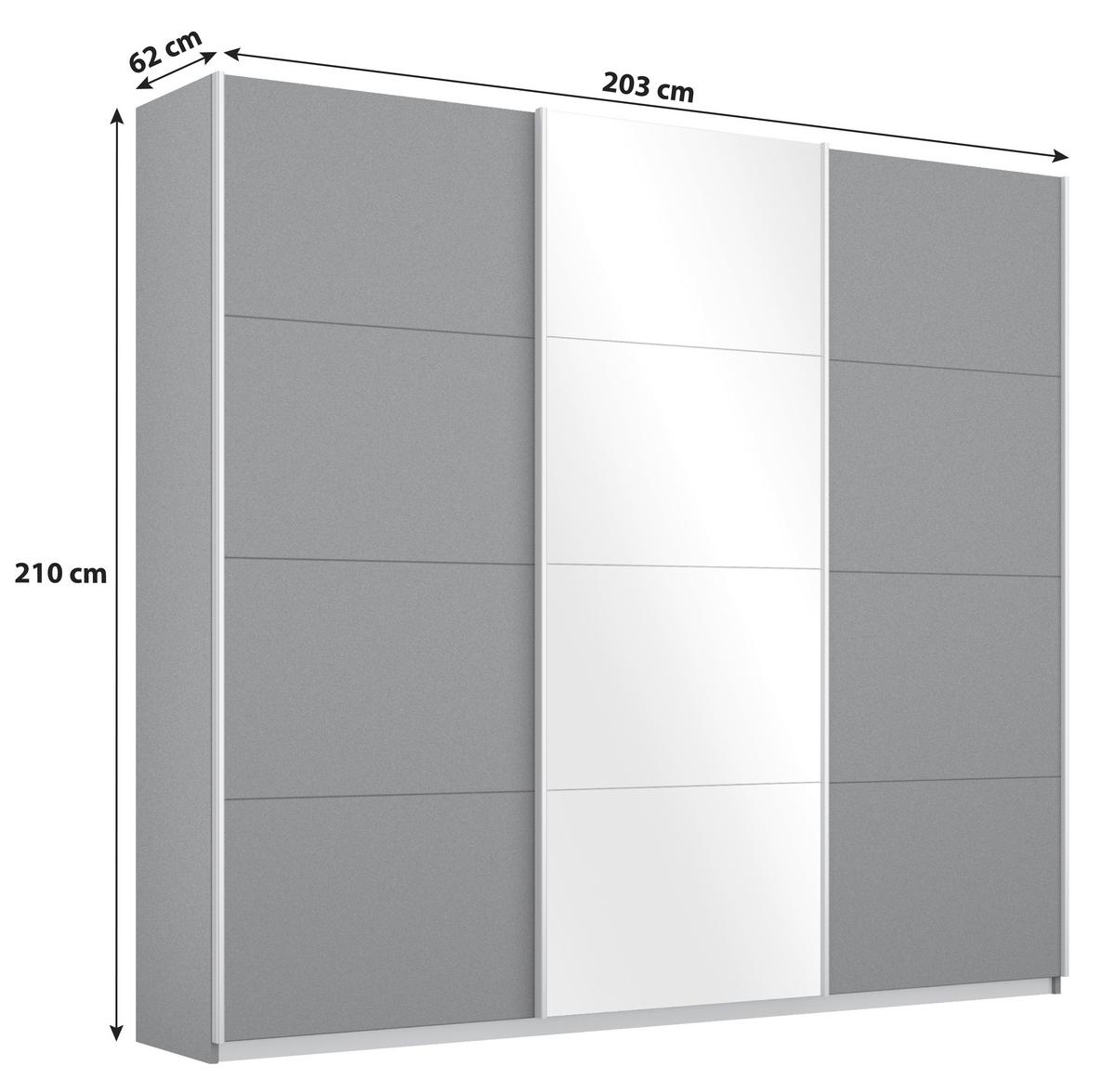 Skriňa s posuvnými dverami MIAMI, Š/V/H:cca 203/210/62cm - sivá/hliníková, Modern, kov/kompozitné drevo (203/210/62cm)