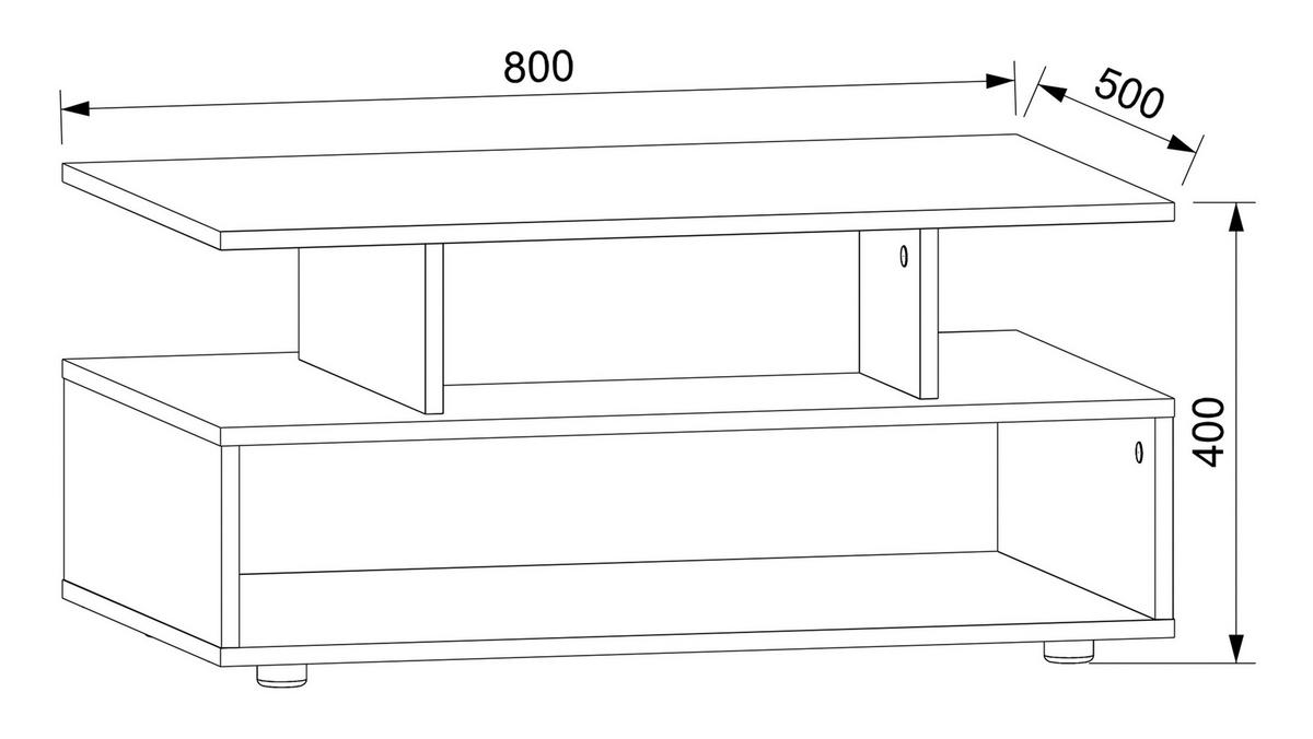 Konferenční stolek ESILA bílá - bílá/černá, Moderní, kompozitní dřevo/plast (80/50/40cm) - MID.YOU