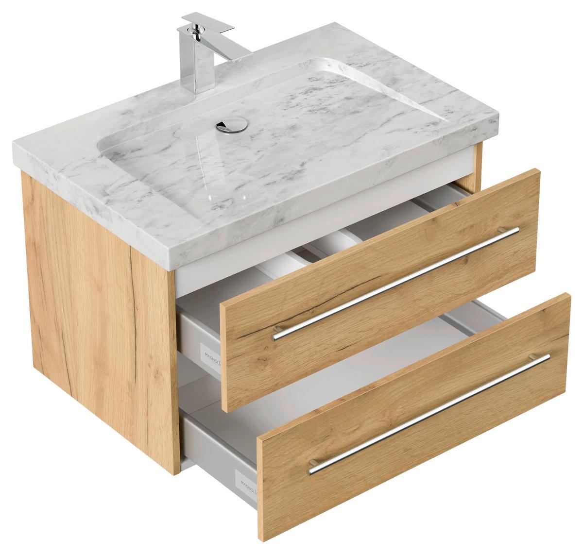 WASCHTISCHKOMBI Yamo, Eichefarben B: 75 cm - Eichefarben, Basics, Holzwerkstoff/Stein (75cm) - MID.YOU