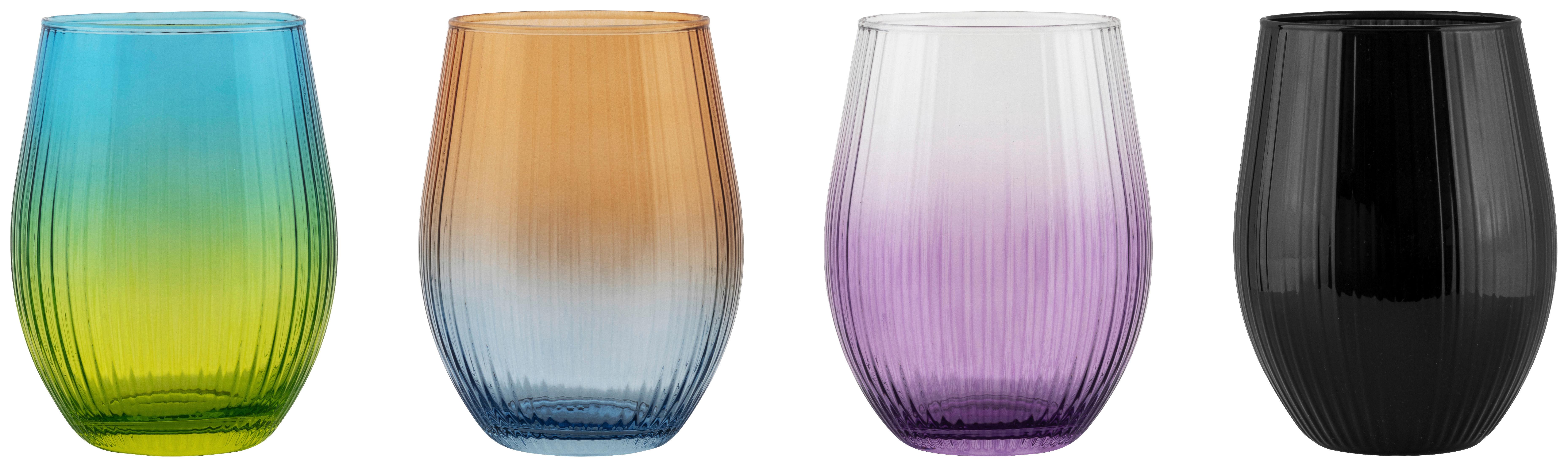 Trinkglas Jessi ca. 610 ml - Blau/Beige, MODERN, Glas (7,6/12,5cm) - Luca Bessoni