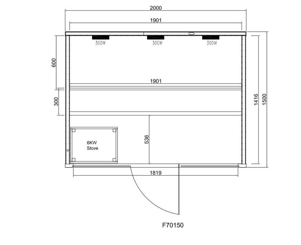 Sauna- und Infrarotkabine Kotka Naturfarben B: 150 cm - Naturfarben, KONVENTIONELL, Holz (200/150/190cm) - Sanotechnik