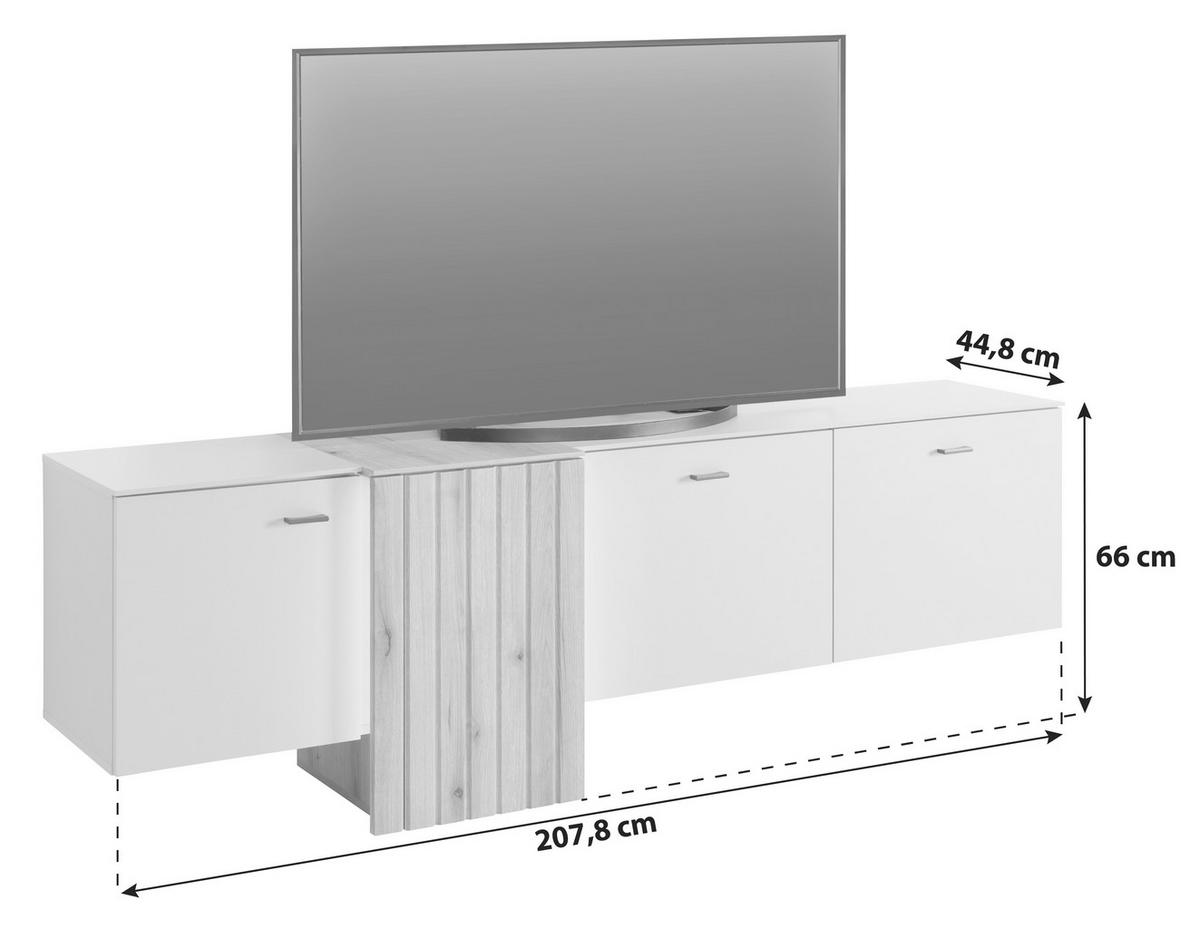 TV-Lowboard Santana B: 207,8 cm Kieselgrau/Eiche Dekor - MODERN, Holzwerkstoff (207,8/66/44,8cm)