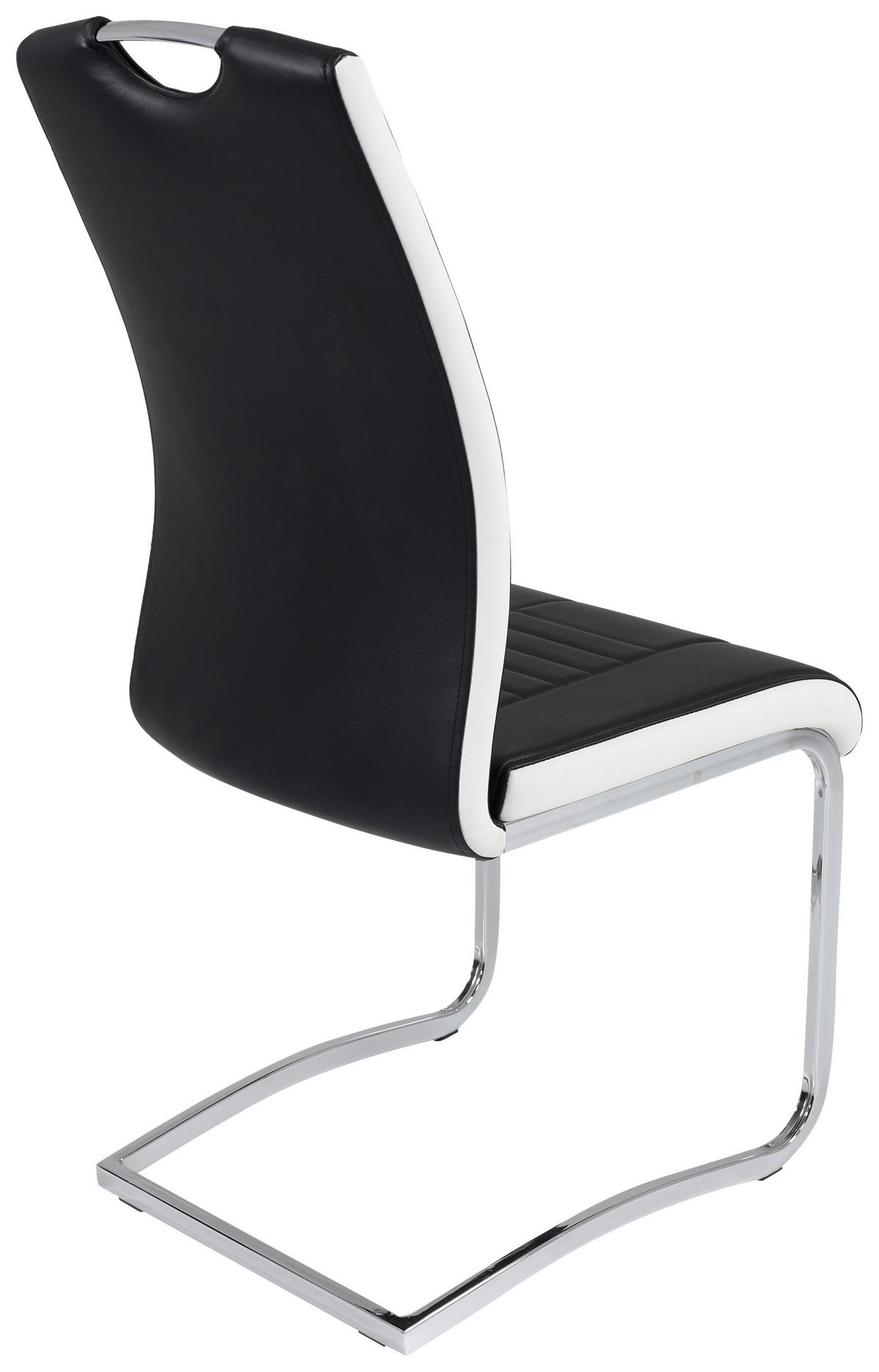 Schwingstuhl Tabea S Schwarz Lederlook Gepolstert 4er-Set - Chromfarben/Schwarz, MODERN, Textil/Metall (43/99/61cm) - MID.YOU