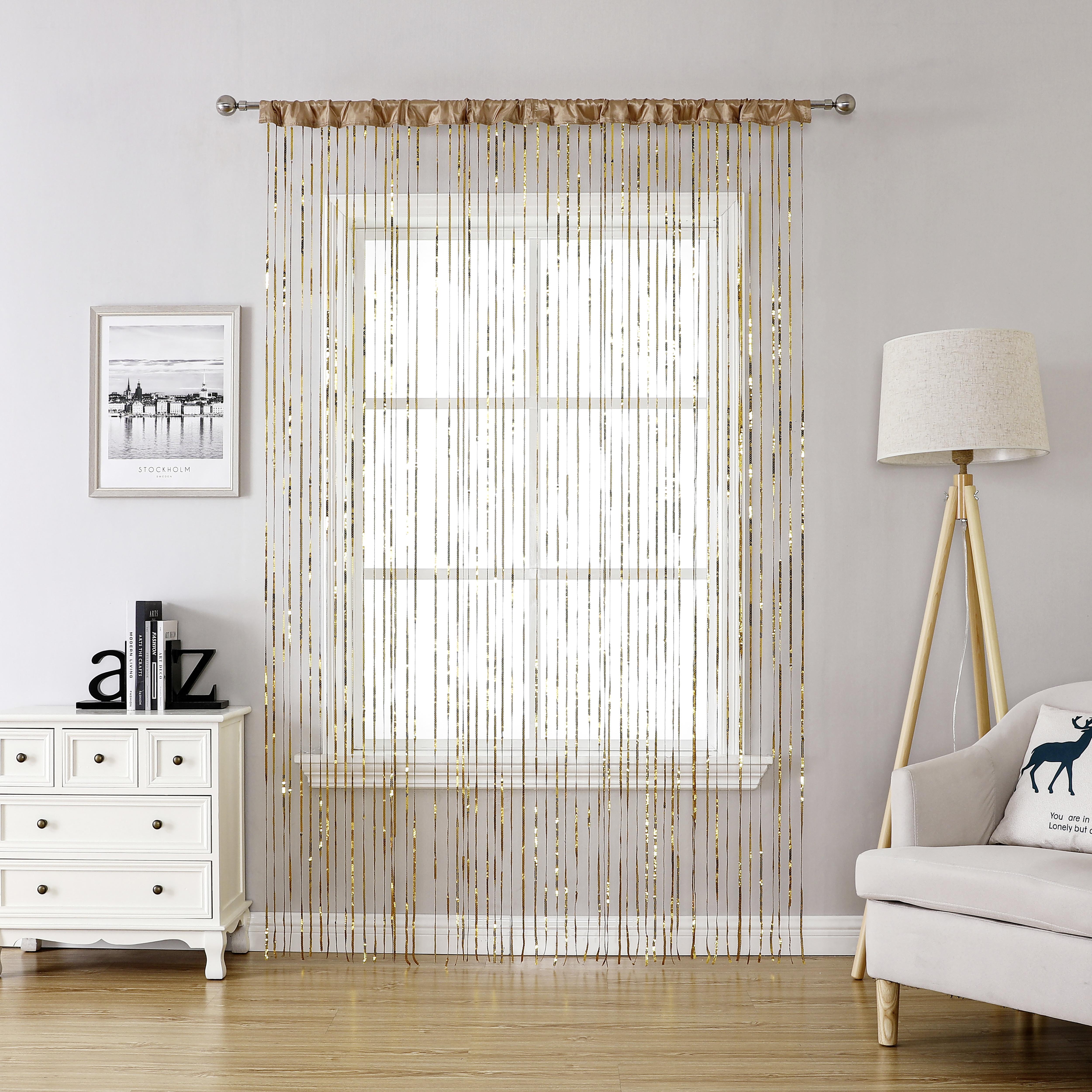 Fadenvorhang + Stangendurchzug Philippa 90x245 Cm Goldfarben - Goldfarben, MODERN, Textil (90/245cm) - Luca Bessoni