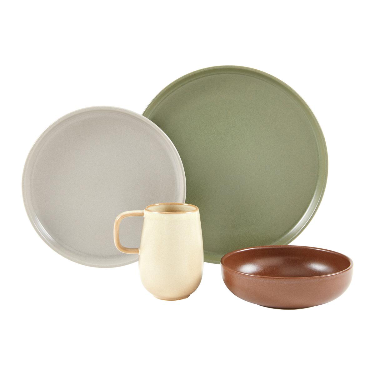 Kombiservice Uno Keramik 4 Personen Geschirr Set - Multicolor, MODERN, Keramik (40,5/37/49,5cm) - Creatable