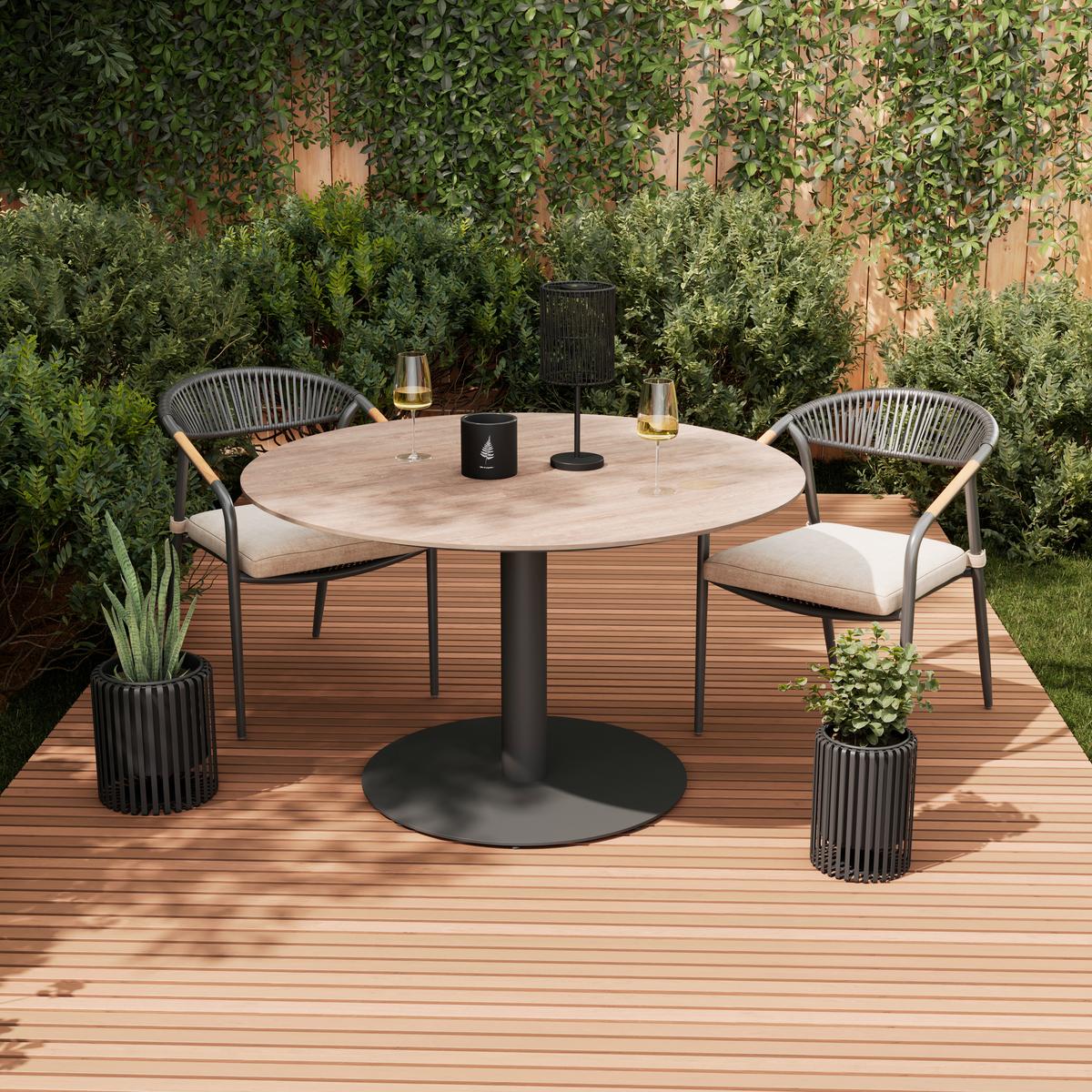 ZAHRADNÍ STŮL LILLY - přírodní barvy/antracitová, Basics, kov/kámen (120/120/73cm)