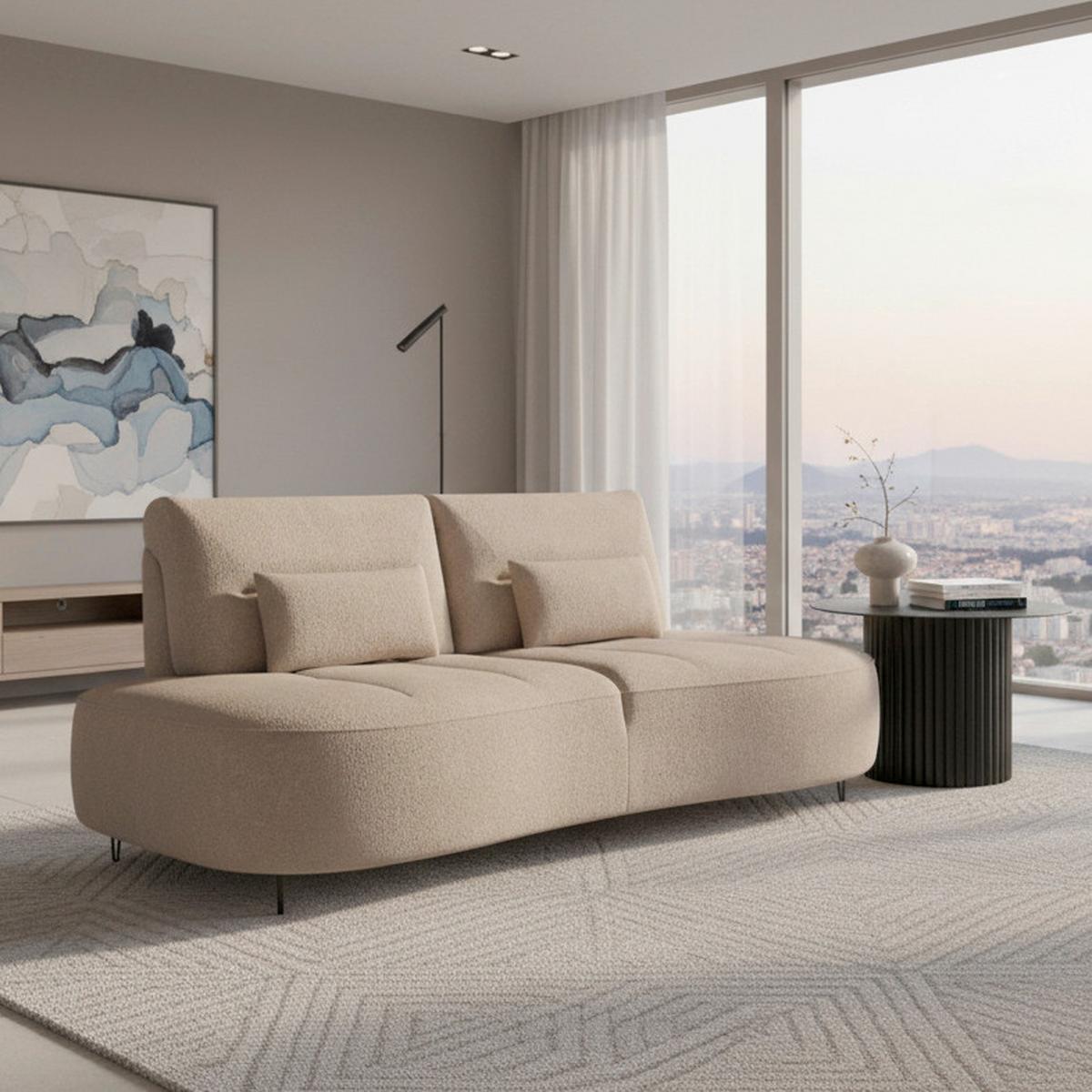 Dvojmiestna pohovka BENNY, hnedé buklé, max. 360 kg - hnedá/čierna, Modern, kov/drevo (224/85/114cm) - Bessagi Home