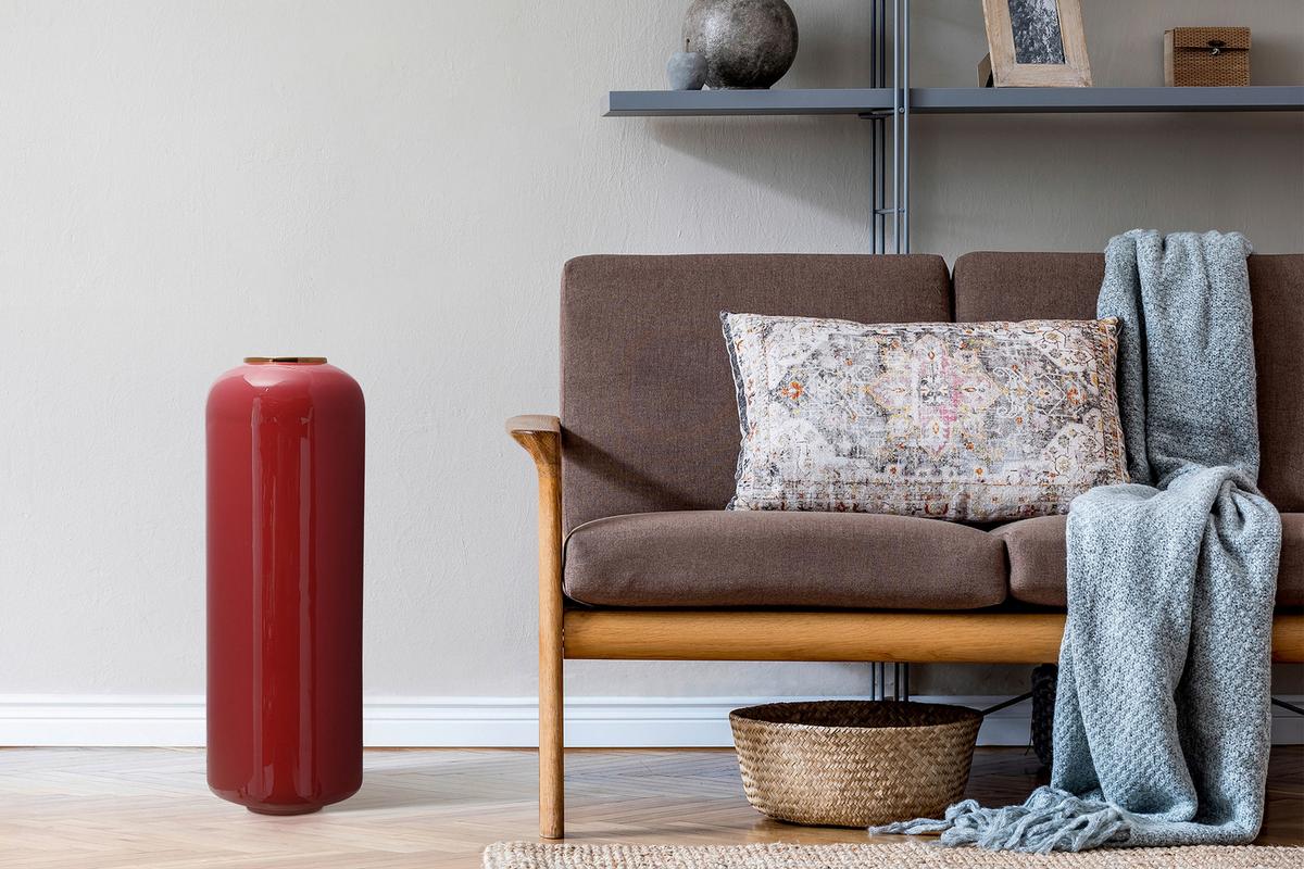 Bodenvase Art Deco Goldfarben Koralle, D: 24 cm - Koralle/Goldfarben, Trend, Metall (24/69cm) - Kayoom