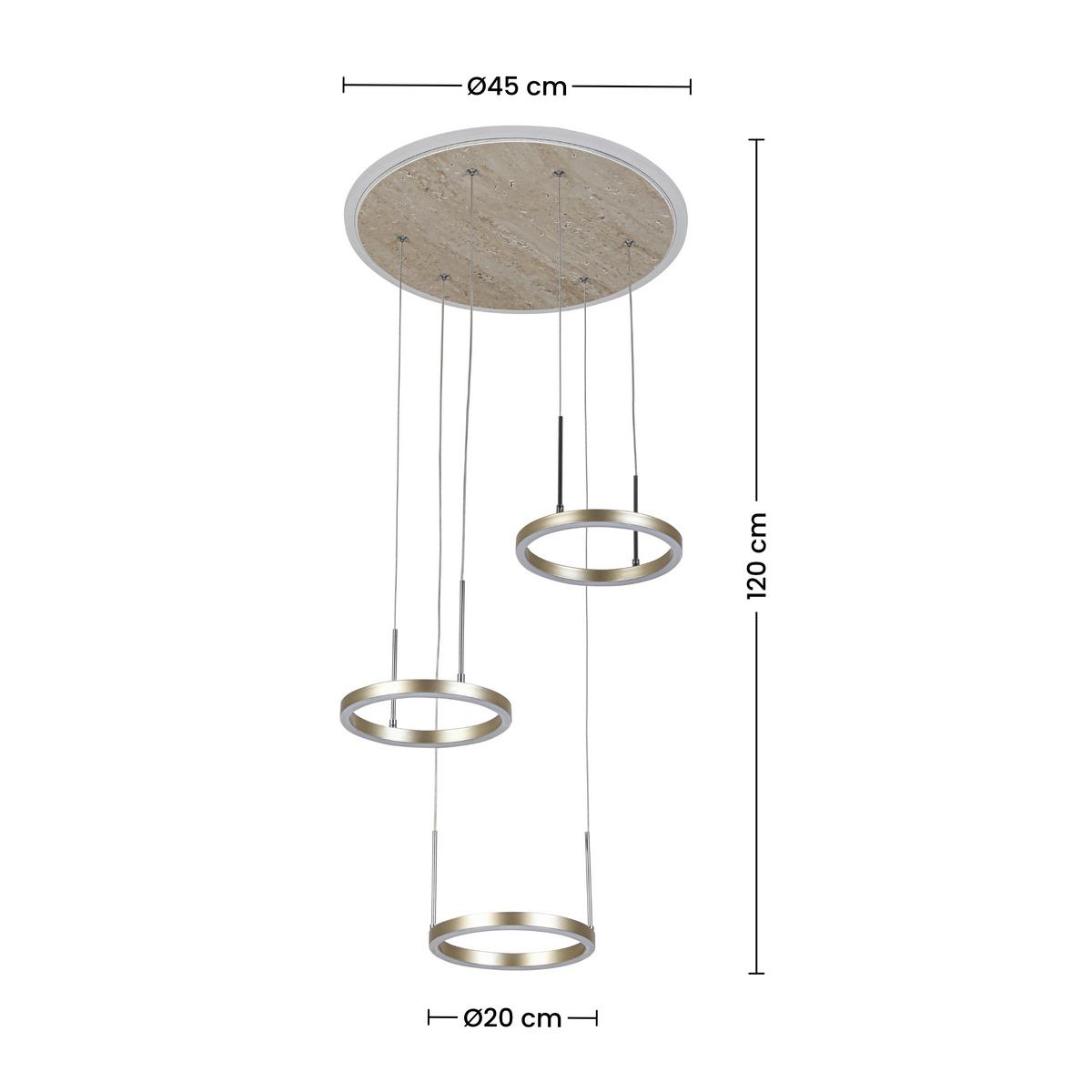 ZÁVESNÉ LED SVIETIDLO STONI - šampanská, Modern, kov/plast (42/150cm) - Mömax