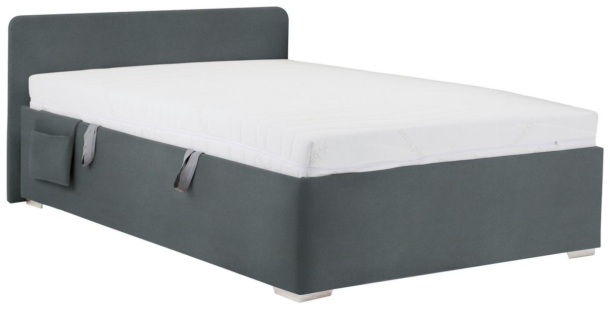 Posteľ Remi s bočnicami 120x200, poťah grafitový - prírodná farba/grafitová, Konventionell, drevo/textil (120/200cm)