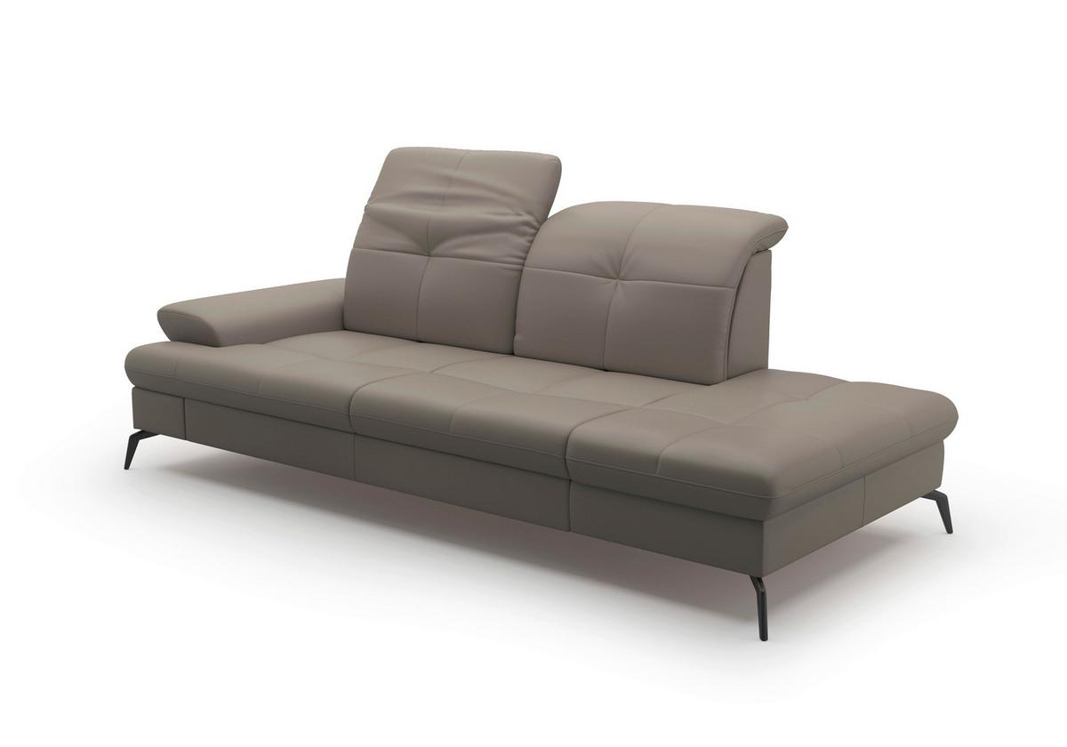 Récamiere Amica E, Grau B: 231 Cm - Schwarz/Grau, KONVENTIONELL, Leder/Textil (231/90/122cm) - Sit & More