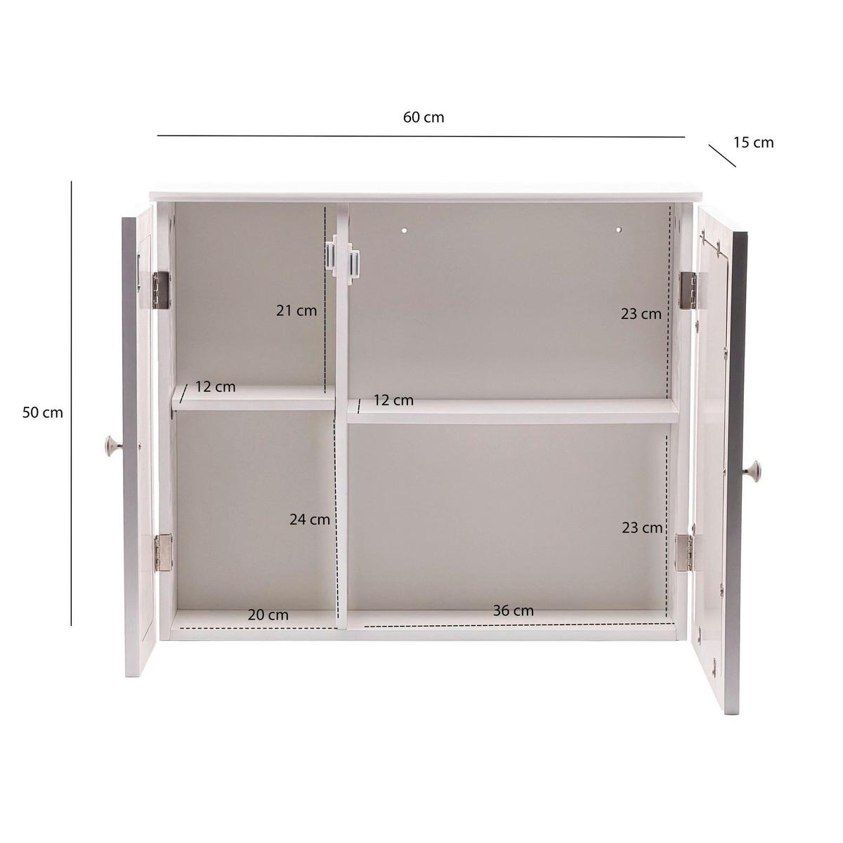 SPIEGELSCHRANK Weiß B: 60cm - Weiß, Design, Glas/Holzwerkstoff (60/50/15cm) - Livetastic