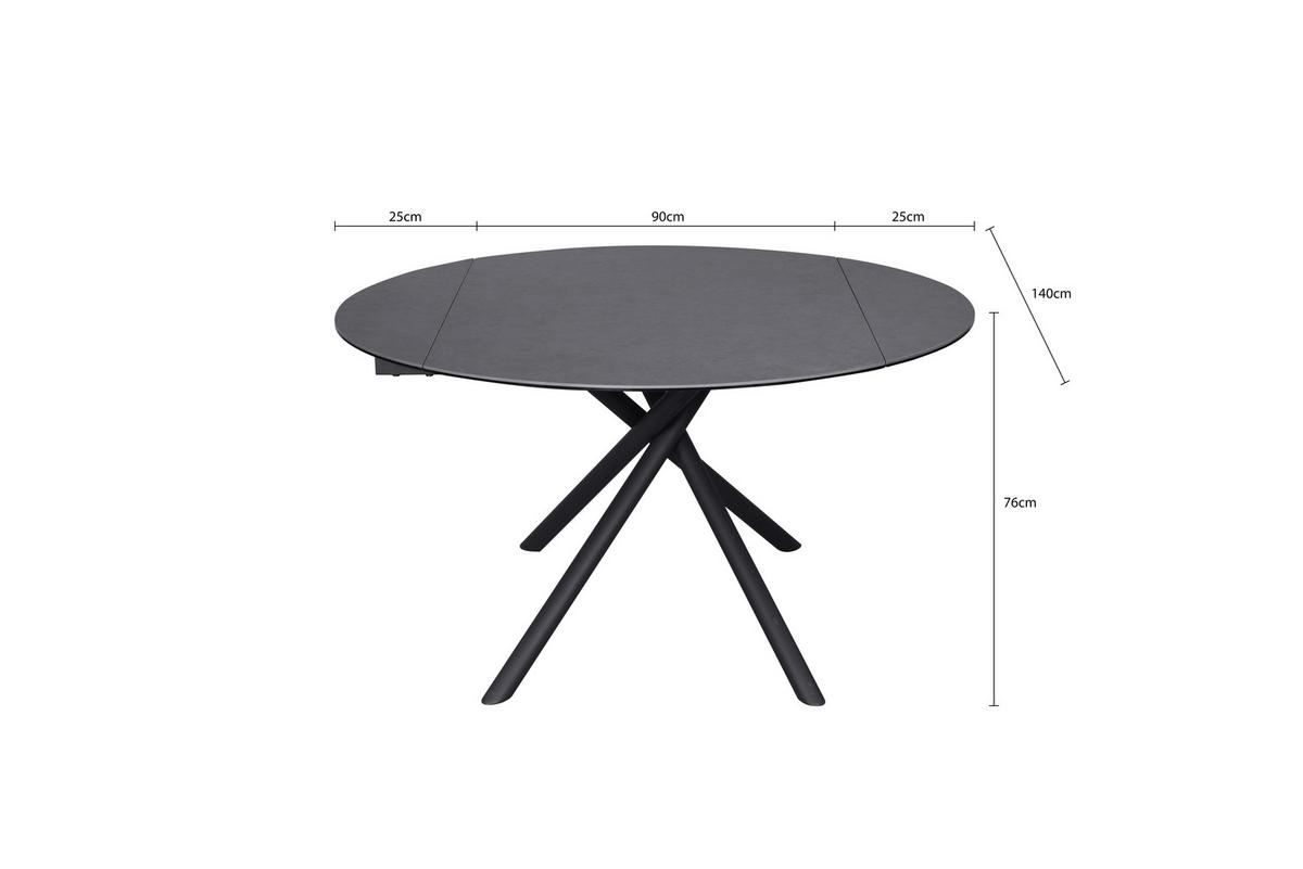 Esstisch Tiana - Anthrazit/Schwarz, LIFESTYLE, Glas/Keramik (90-140/76/140cm) - MID.YOU