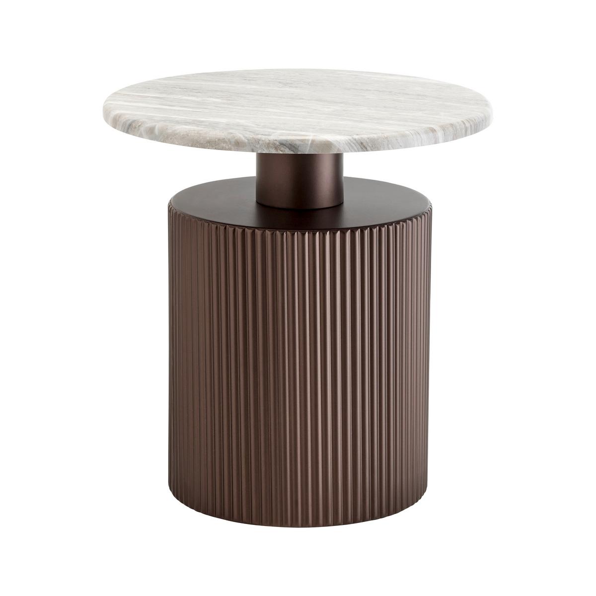 KONFERENČNÝ STOLÍK SOLCO -TREND- - bronzová/prírodná farba, Lifestyle, kov/kompozitné drevo (44/46cm) - Premium Living