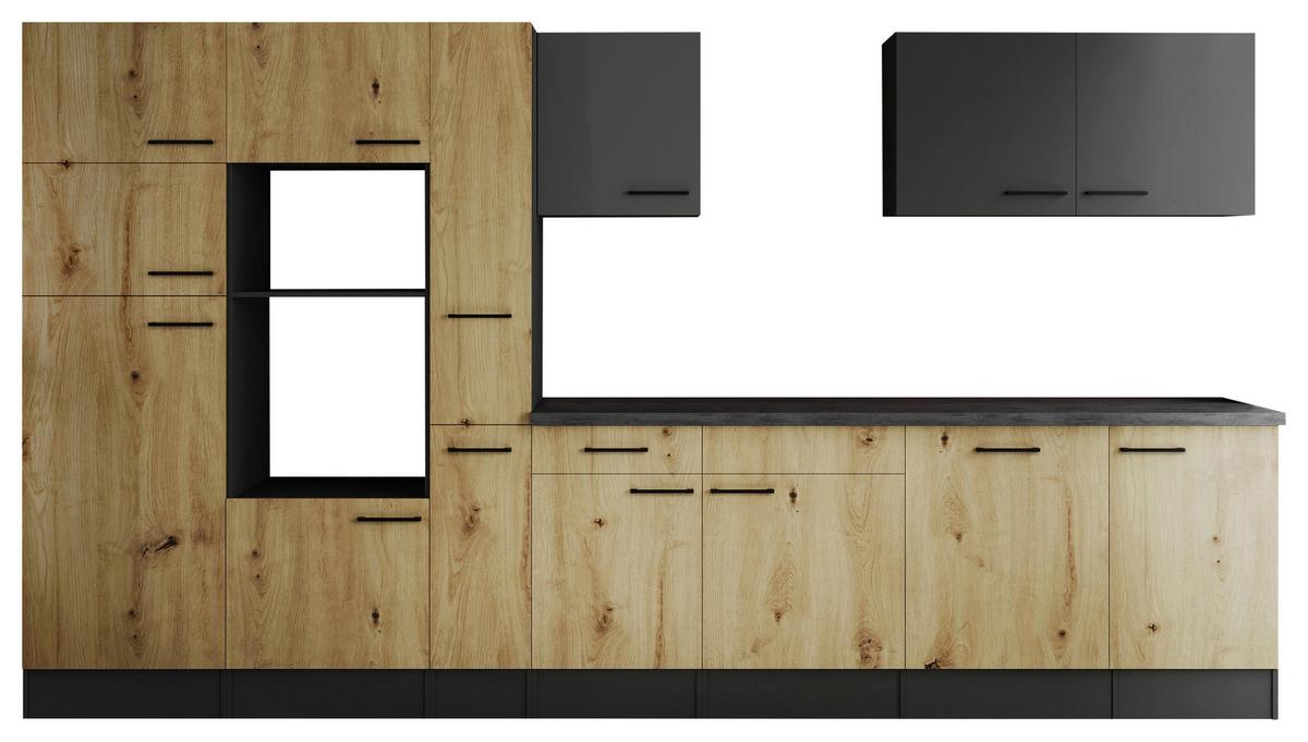 Küchenleerblock Oliver Grau, Artisan Dekor B: 370 Cm - Eiche Artisan/Grau, Design, Holzwerkstoff (370cm) - Respekta