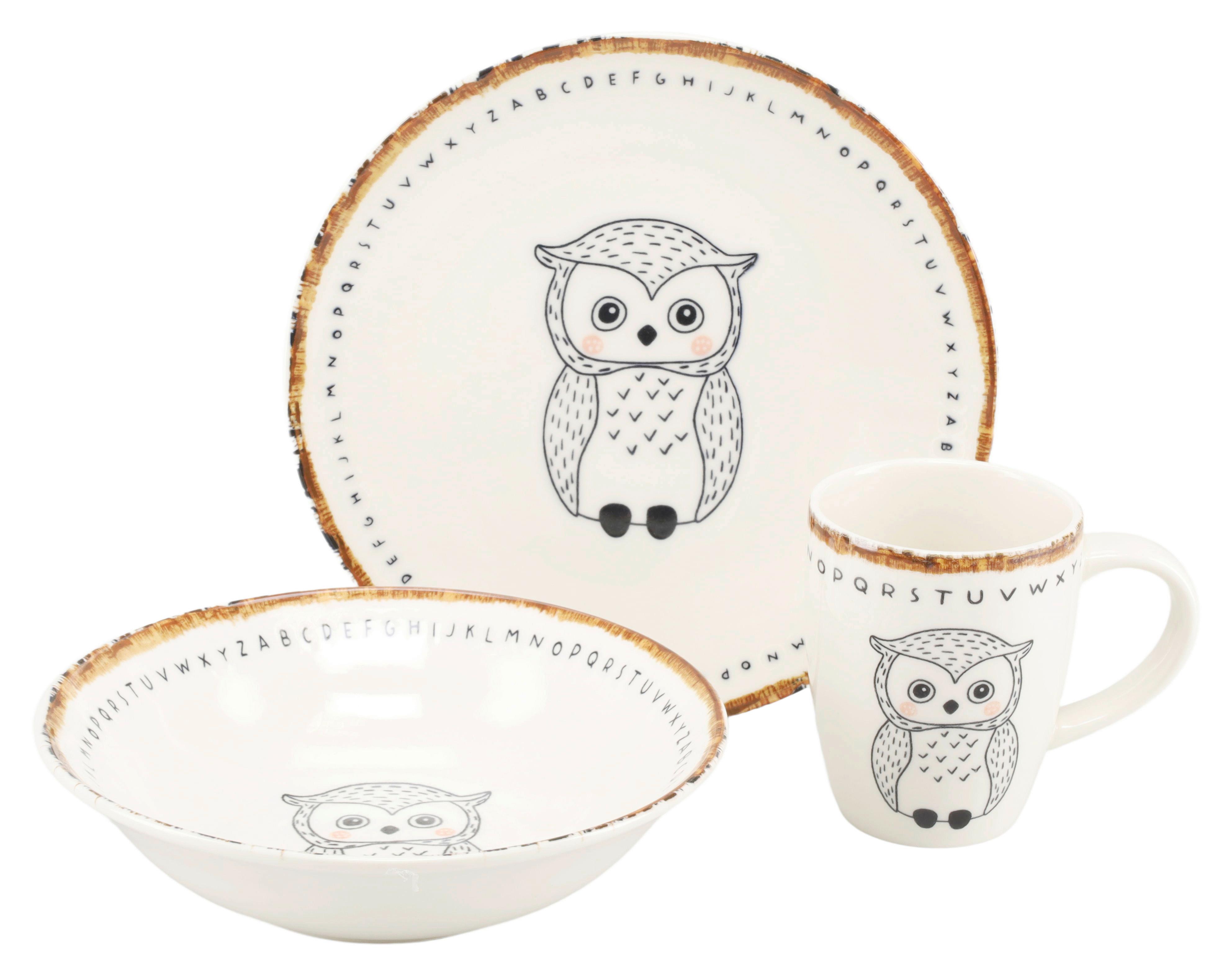 Kindergeschirrset Multicolor Steinzeug Eule - Multicolor, Basics, Keramik - Creatable