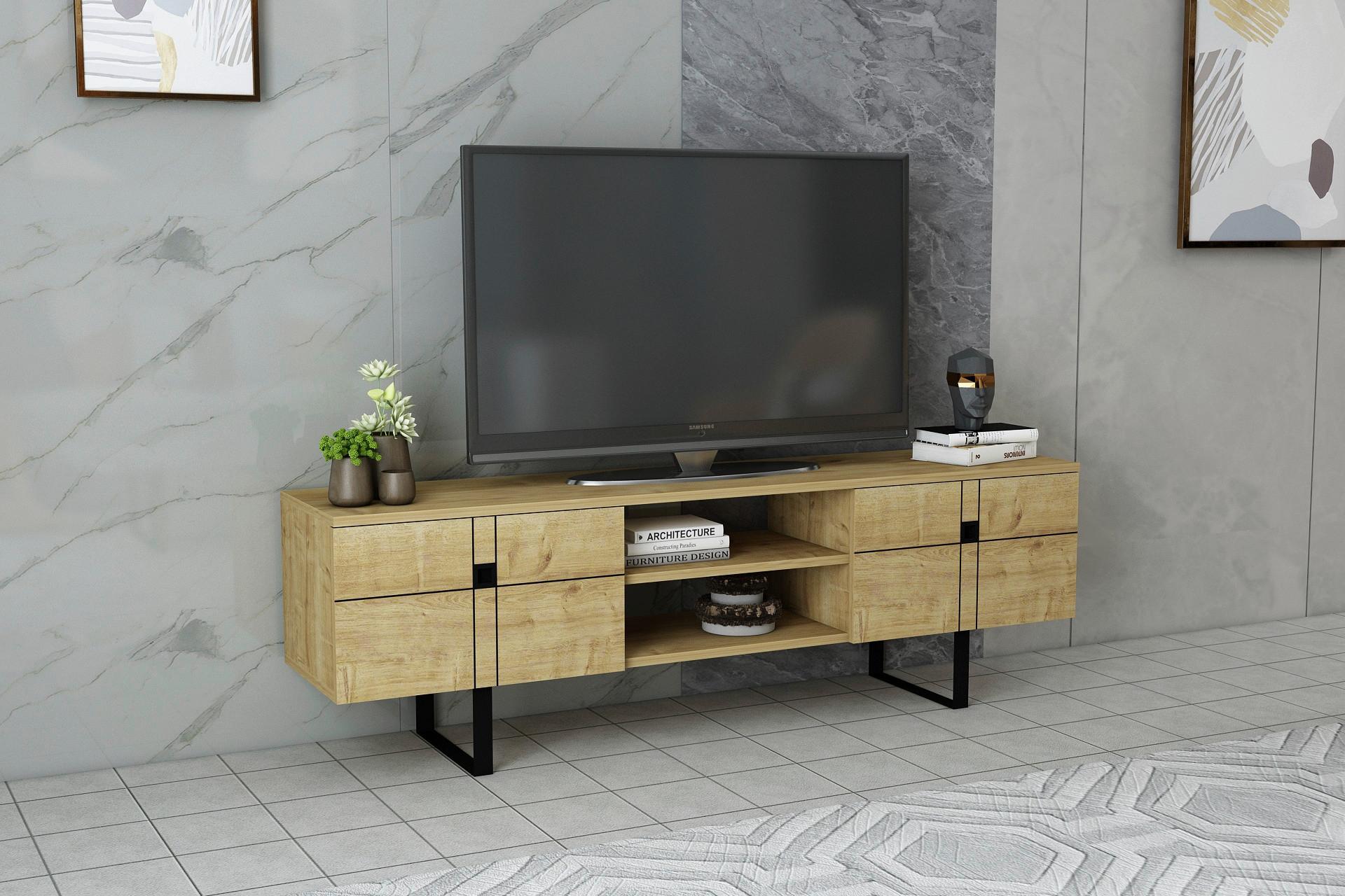 Lowboard Zeus TV-Schrank - Eichefarben/Walnussfarben, Design, Holzwerkstoff (160/50/35cm) - Livetastic