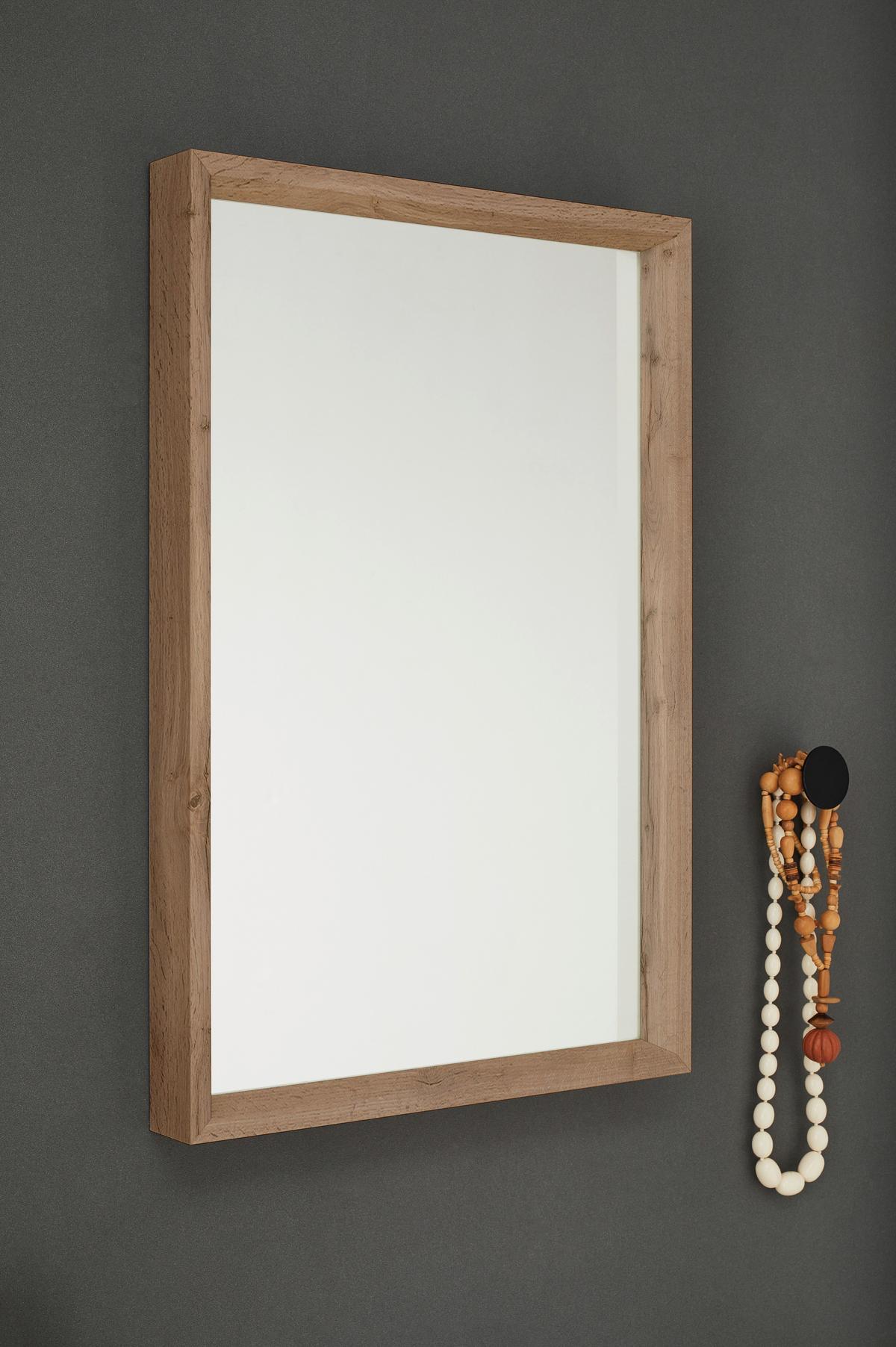 Hosťovská kúpeľňa AMY - divoký dub/biela, Modern, kompozitné drevo/sklo (41/165/23cm) - Mömax