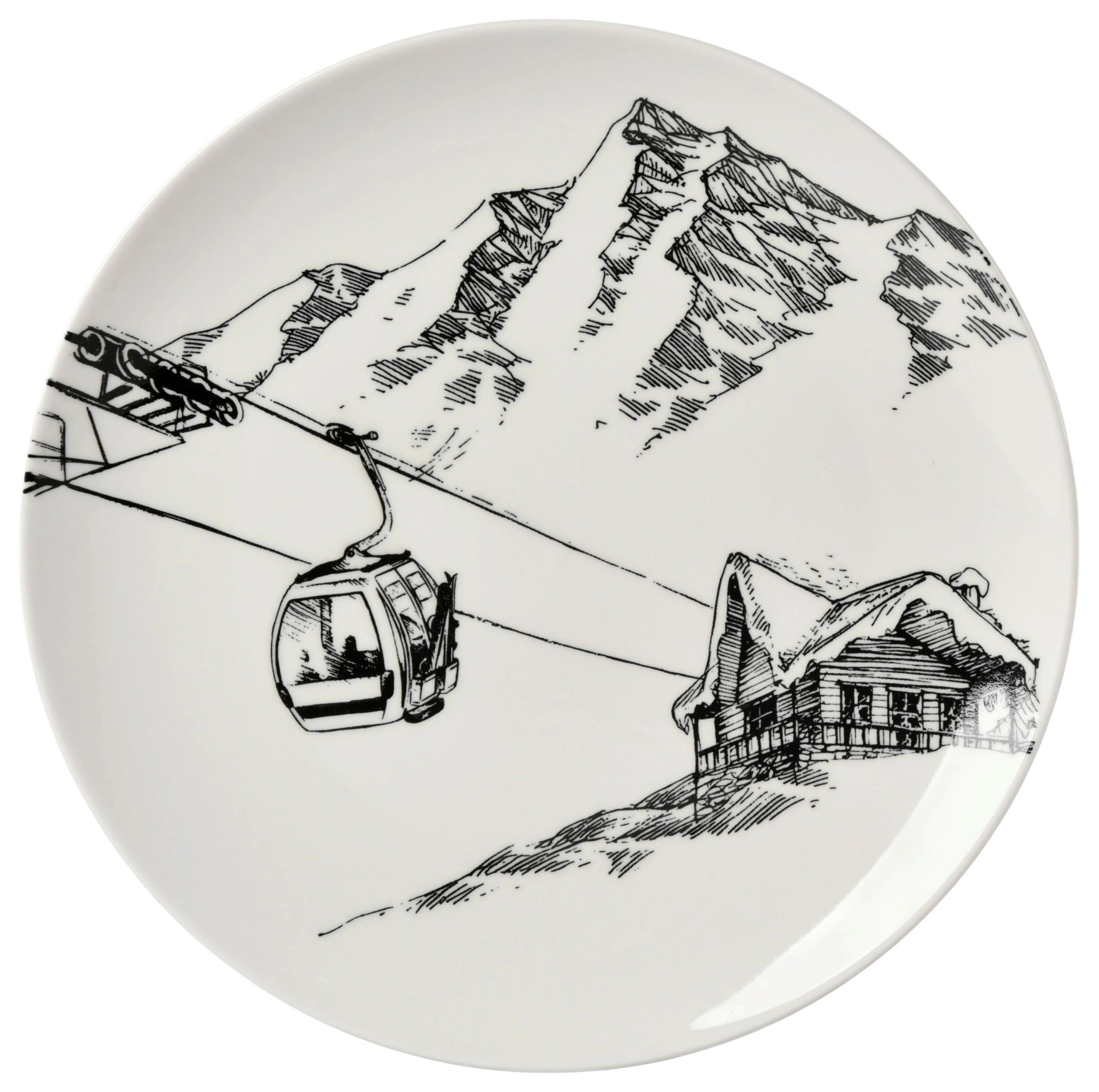 SPEISETELLER NORTH - Schwarz/Weiß, Design, Keramik (26,5cm) - Luca Bessoni