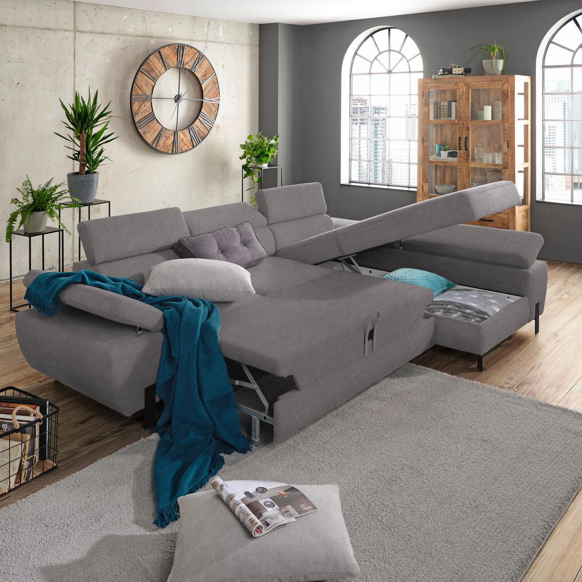 Rohová sedačka MILNA, pravá, tmavosivá - čierna/tmavosivá, Modern, kov/drevo (277/90/189cm) - Mömax