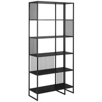 Regál černý, š: 85 CM - černá, Design, kov/kompozitní dřevo (85/35/185cm) - MID.YOU
